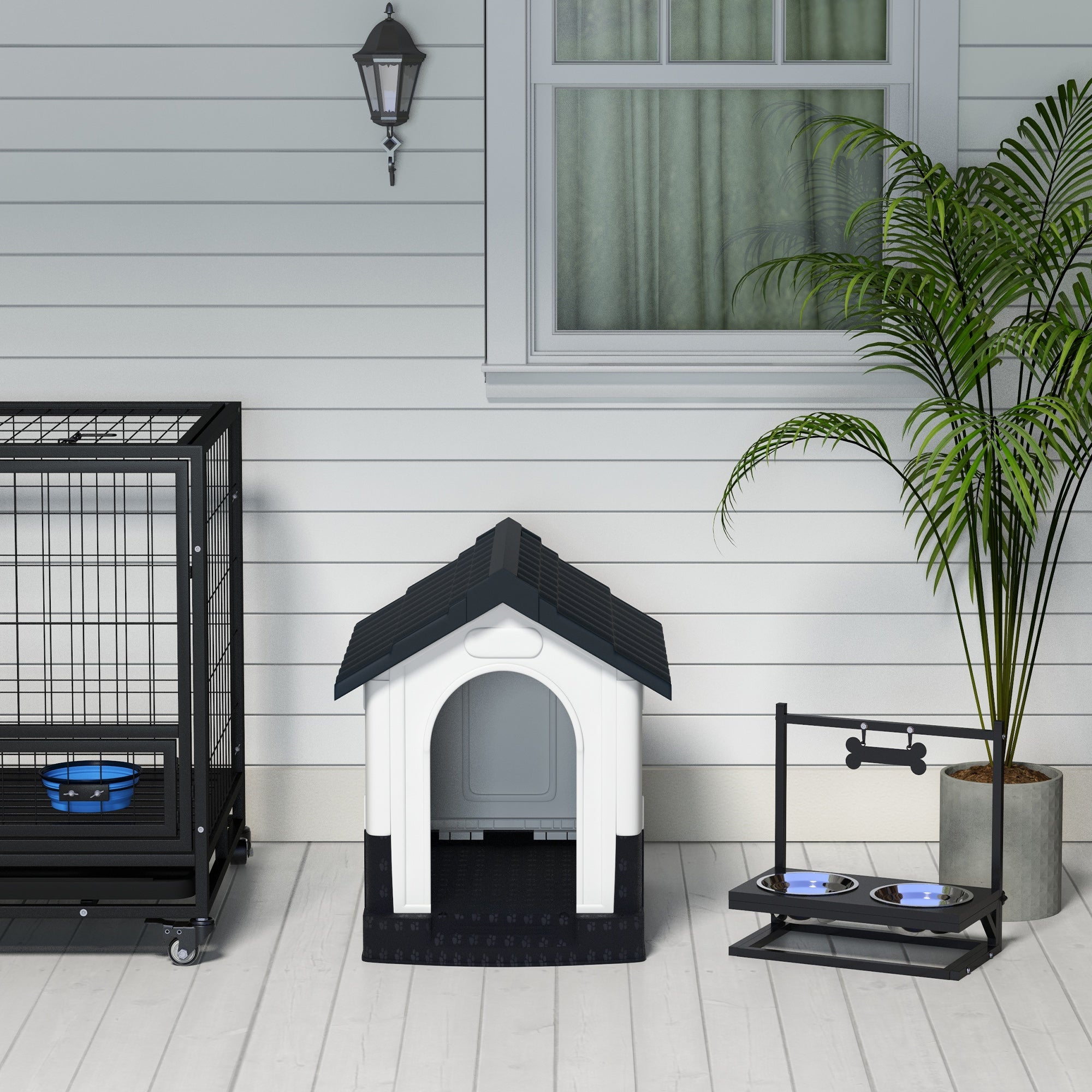 Casota para Cães PawHut PP Cinzento Escuro 64,5x57x66 cm - 5