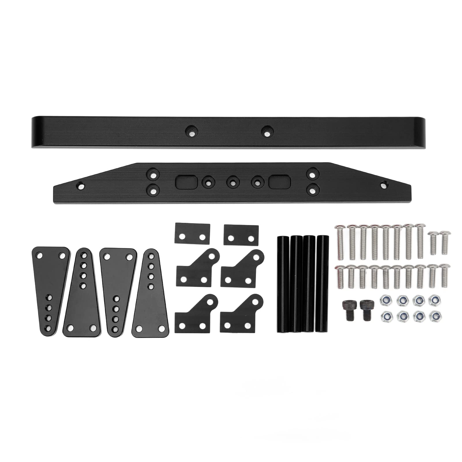 Telaio per auto RC in lega di alluminio con paraurti anteriore e posteriore per SCX10 D90 1/10 RC Crawler (nero) - 9