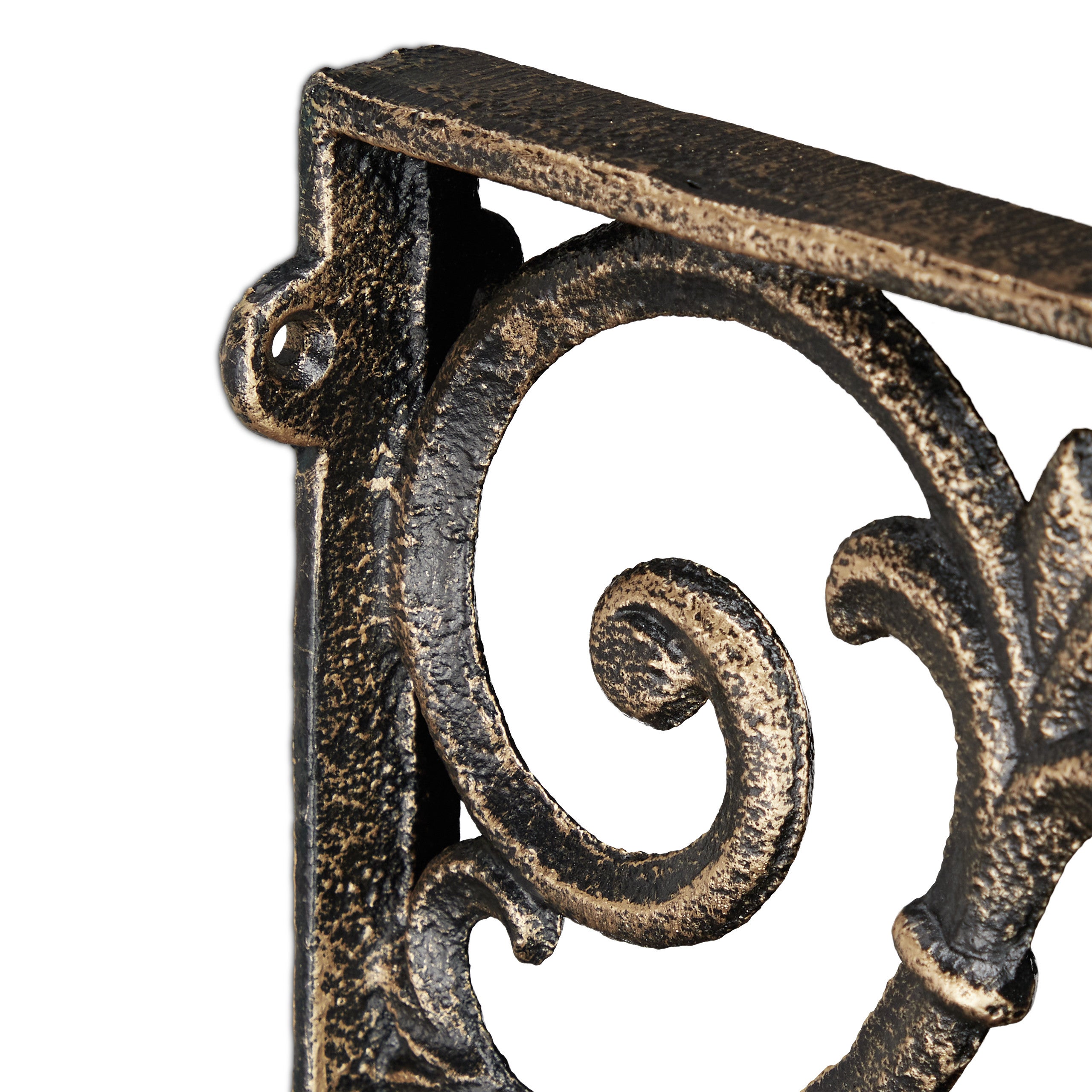 Équerre étagère murale, lot de 4, ancien, support en fonte de fer, ornements baroques, aspect bronze, Relaxdays - 6