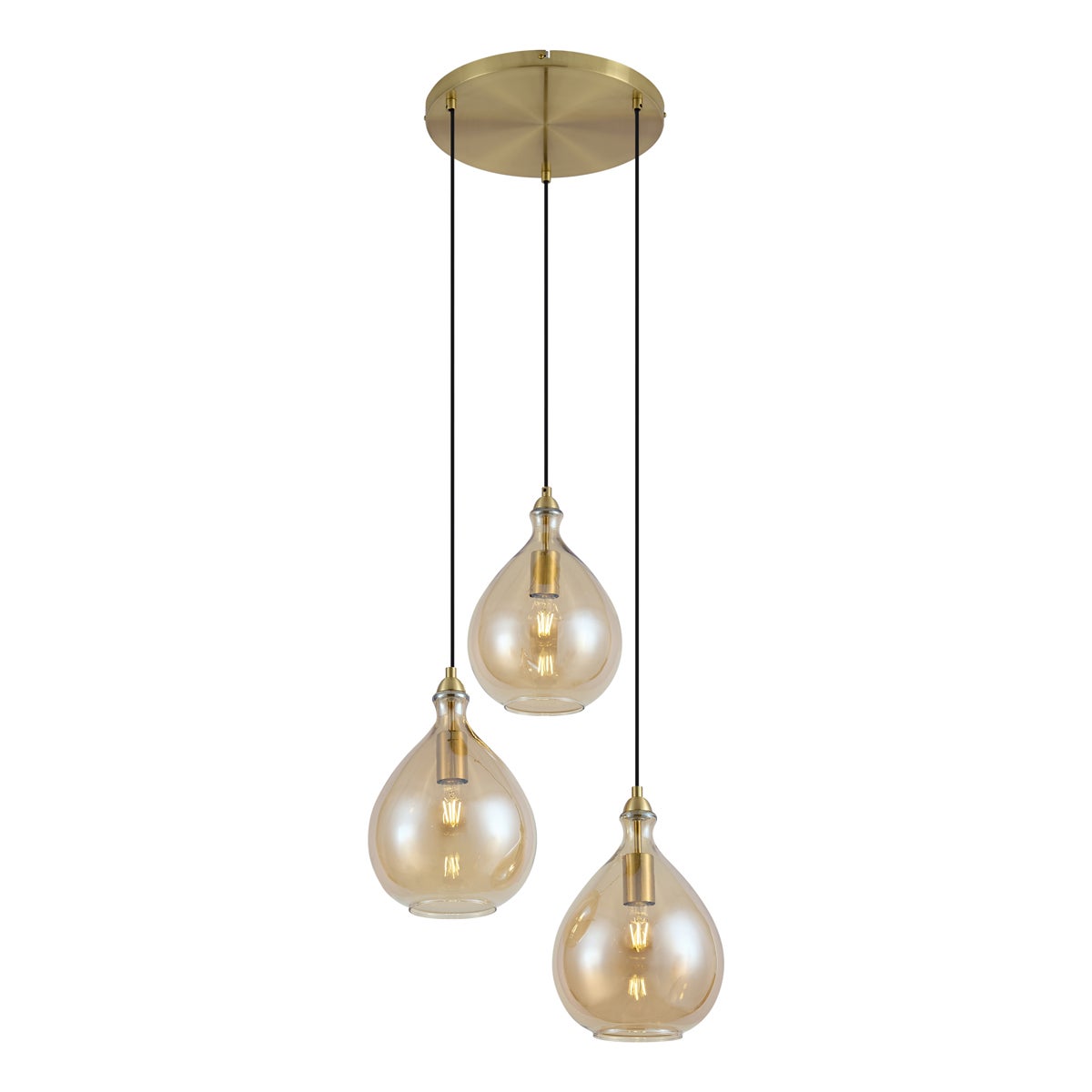 Qazqa nowoczesny lampa wisząca z kloszem (1 punkt) do stołu jadalnego - Traditional - bursztynowy, okrągły, max. 15w, e27, z 3
