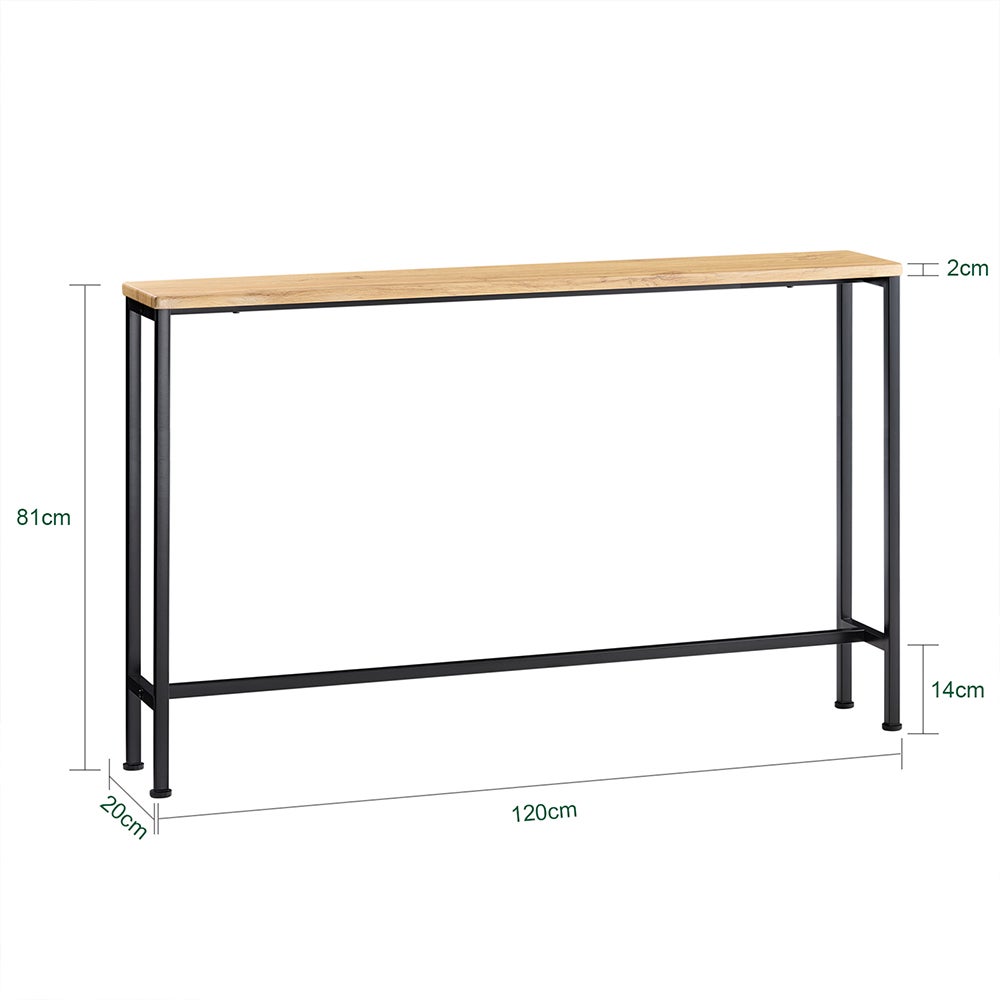 SoBuy FSB19-L-E Table Console,Table d'appoint, Bout de canapé ,Table d’entrée ,Cadre et 4 Pieds en Fer, Nature et Noir - 3