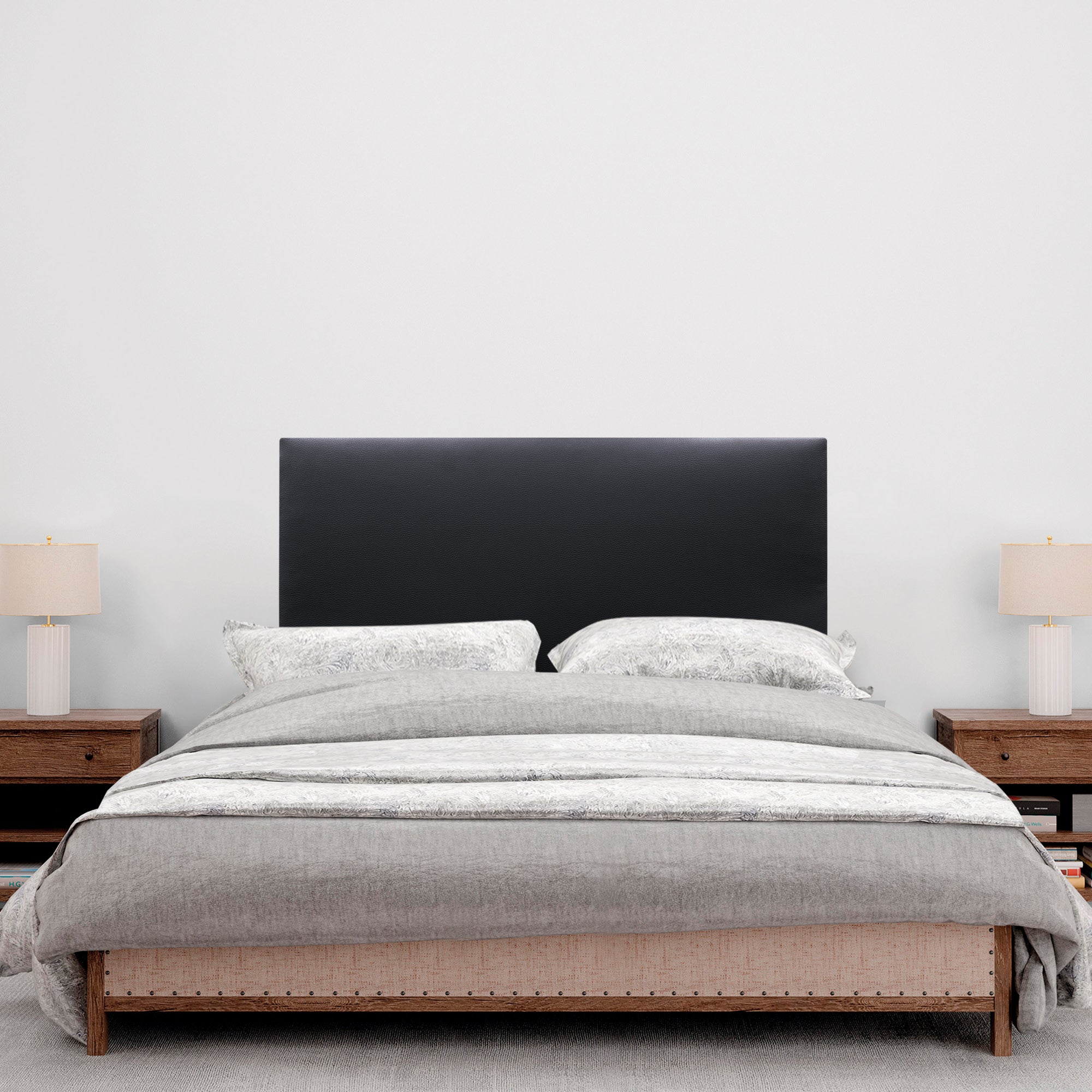 DHOME Cabecero de Polipiel Liso cabeceros Cabezal tapizado Cama (Polipiel Negro, 110cm (Camas 80/90/105)) - 4