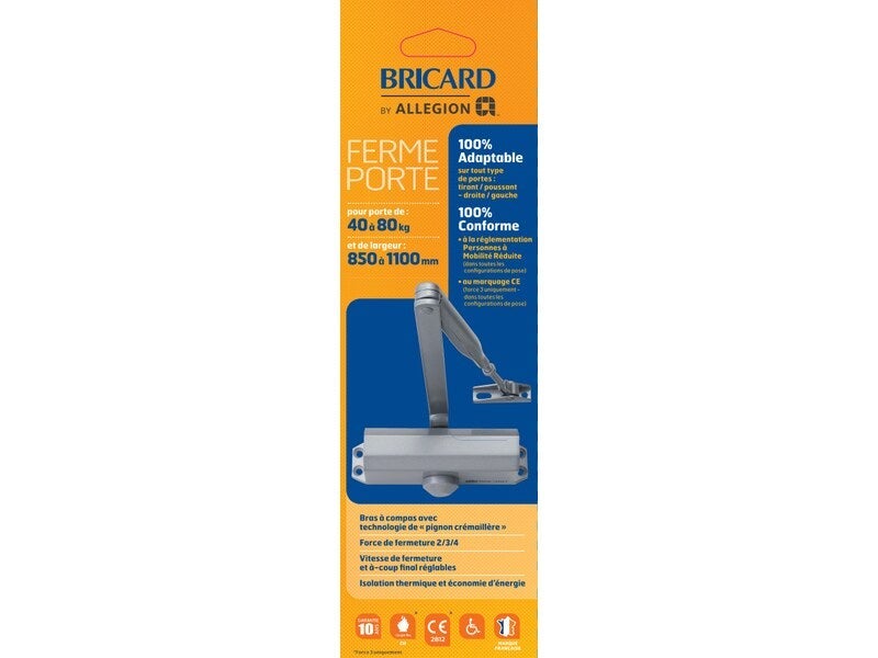 Ferme-porte a compas 6100207 BRICARD, acier argente, force 2/3/4 - 3