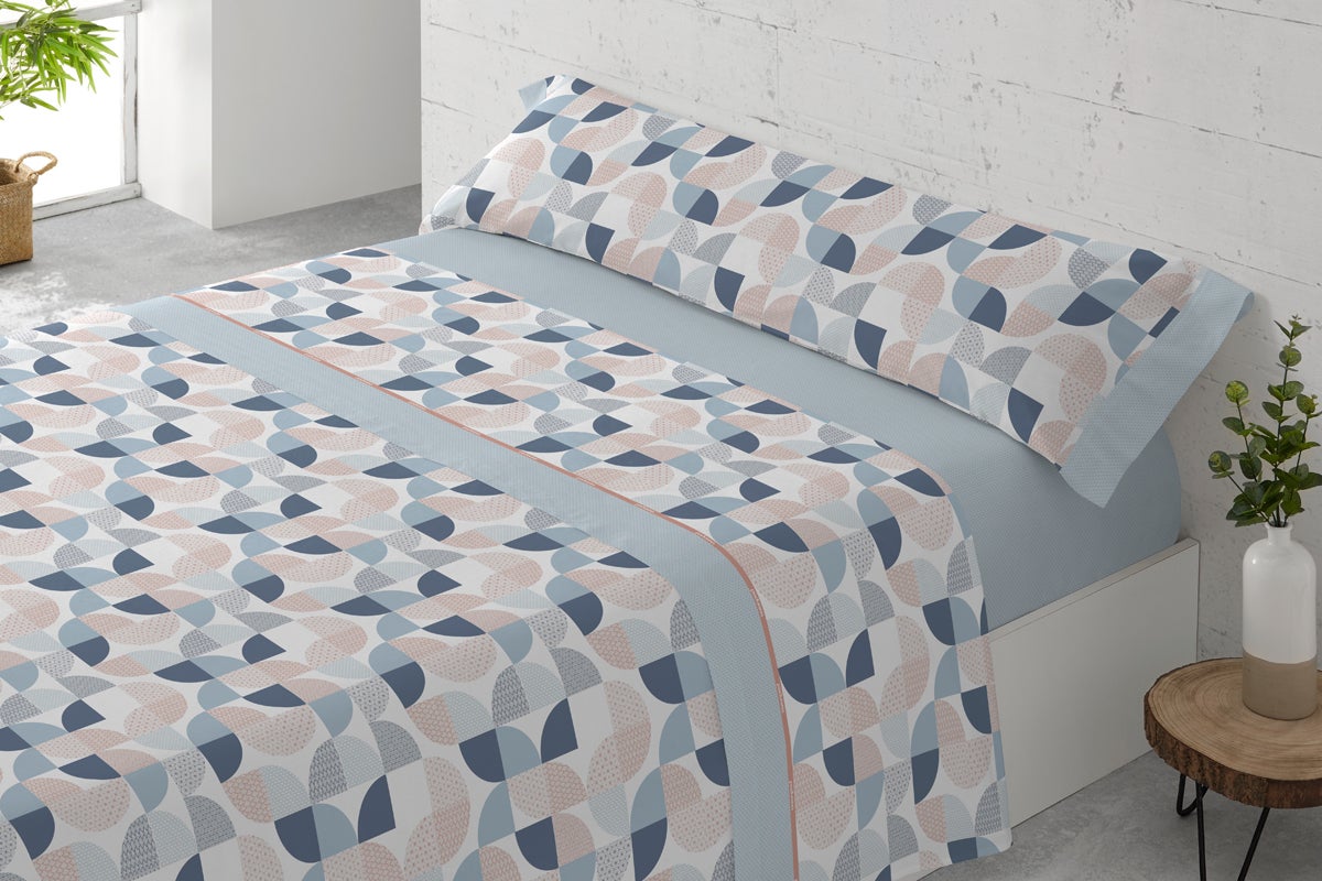 Juego Sábanas Cuatro Piezas Paduana Clavel Cama 160 Azul | Leroy Merlin
