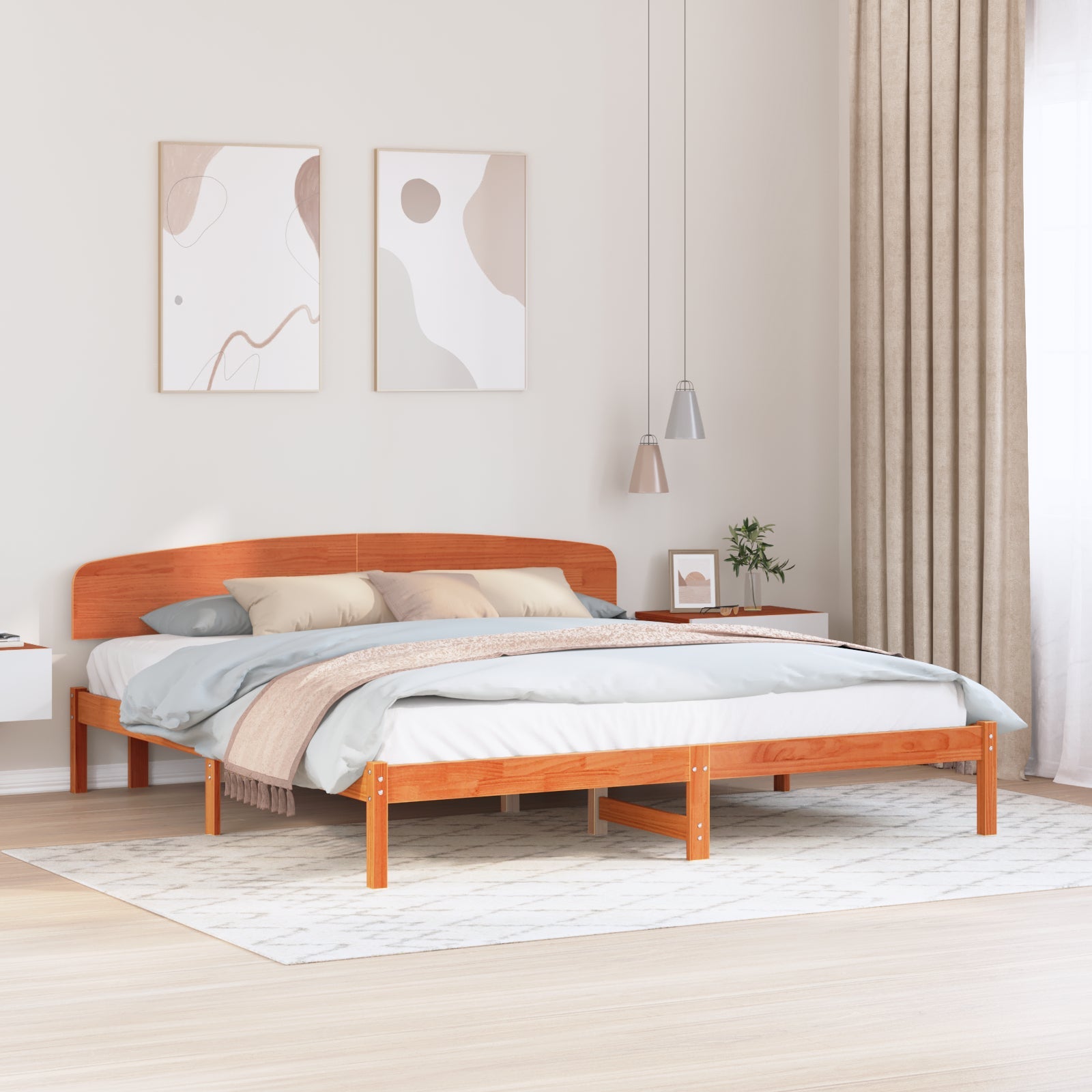 Ramka łóżka Woskowy Brąz 180 x 200 cm Lite drewno sosnowe vidaXL