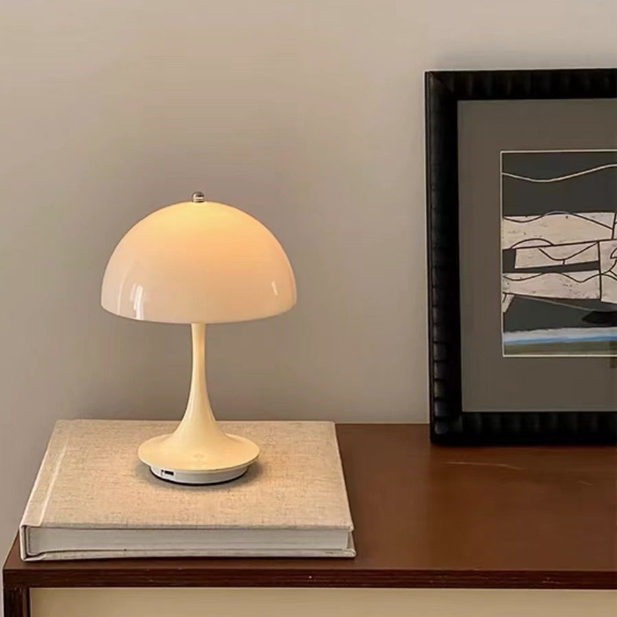Lampe de table champignon sans fil, lampe de bureau rechargeable, lampe de chevet LED rétro, 3 couleurs de gradation de la température, blanc - 7