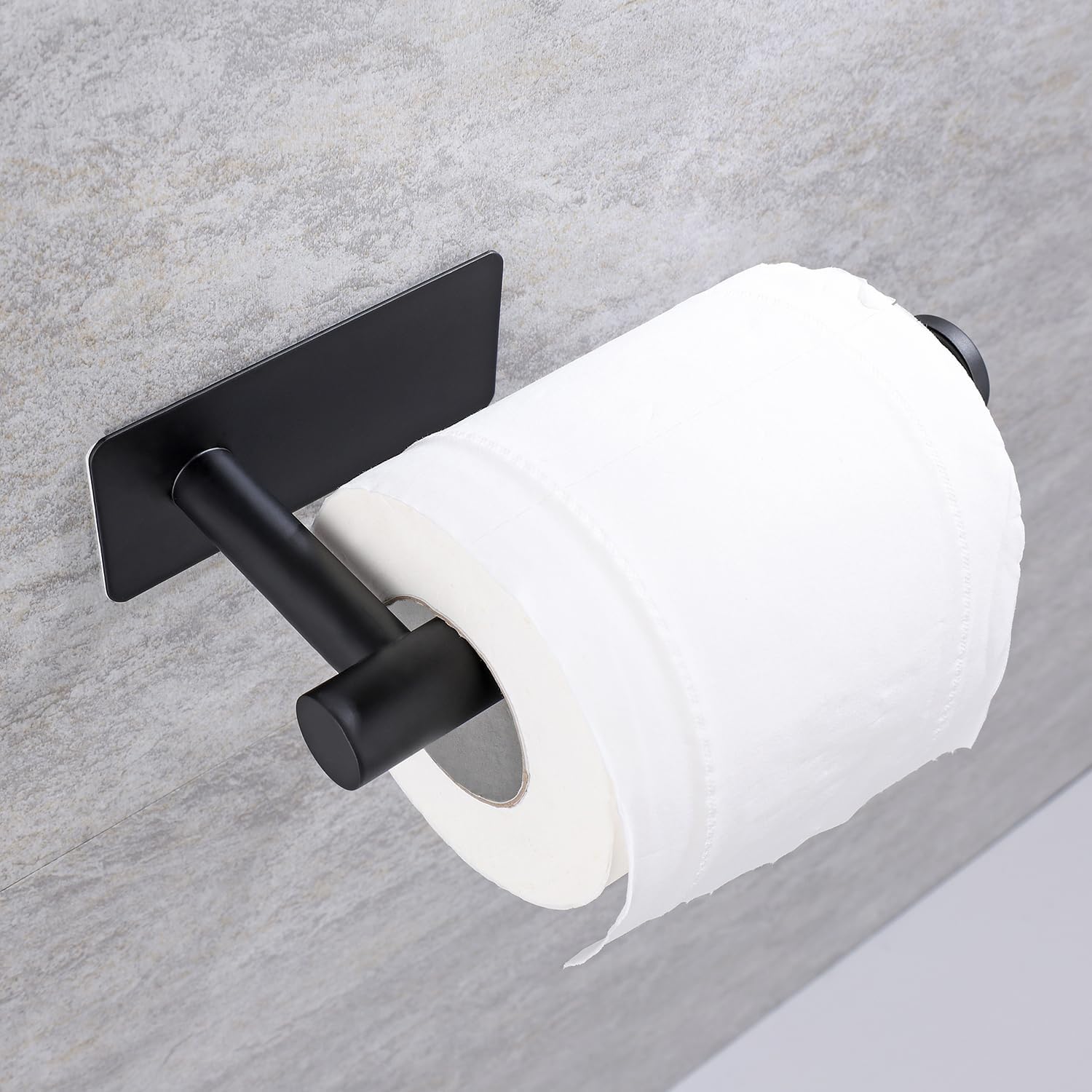 Uchwyt na papier toaletowy ze stali nierdzewnej, nie wymaga wiercenia, odpowiedni do łazienki i kuchni, czarny kwadrat - 2