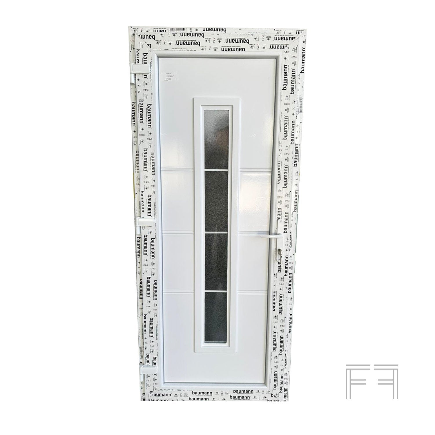 Puerta de entrada blanca M3 en PVC L100x H210, Apertura de tirar a la derecha (vista interior) - 6