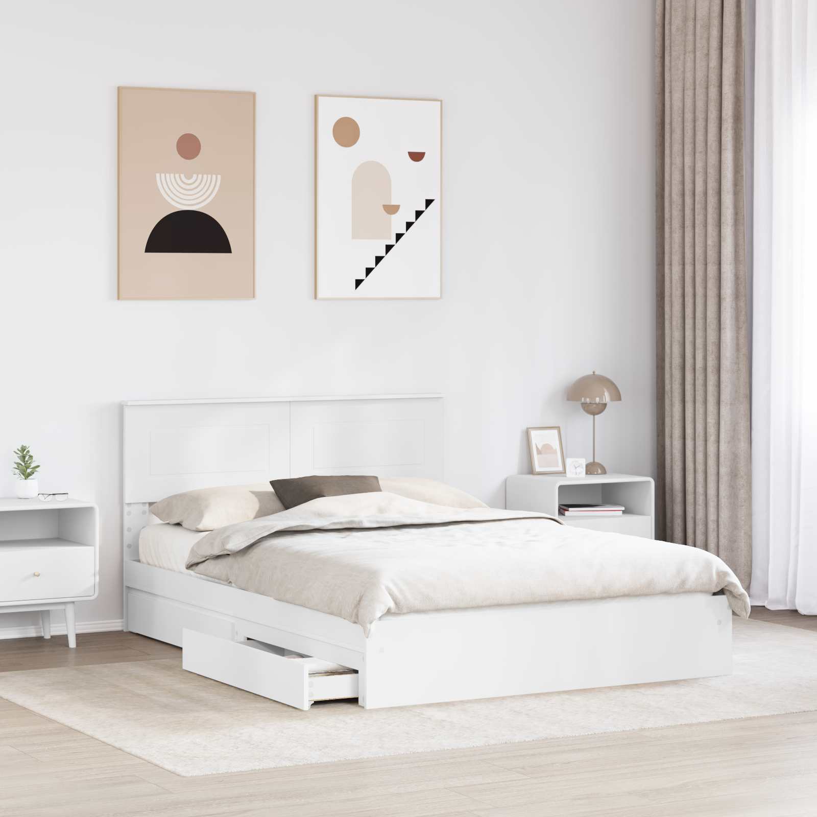 Lit de rangement réglable Blanc 140 x 200 cm panneau de bois - 3