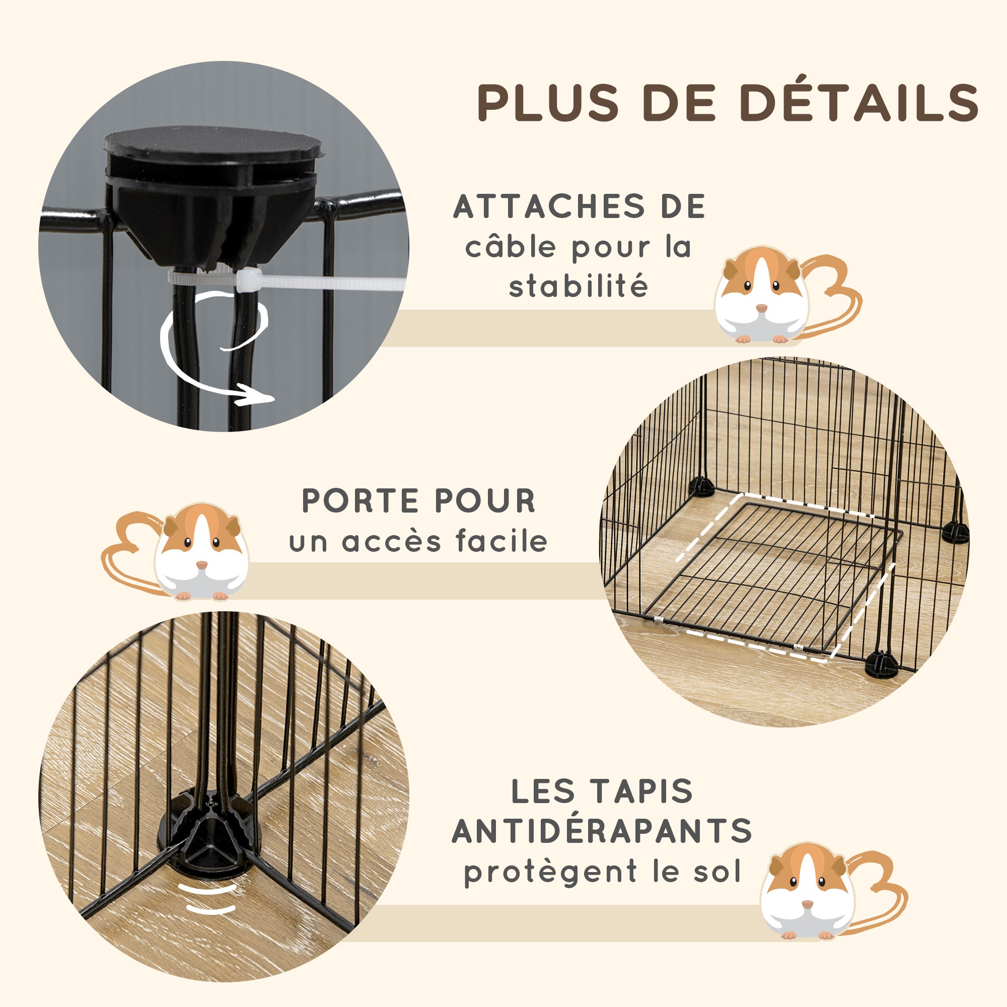 Enclos parc modulable pour petits animaux Acier PawHut - 6