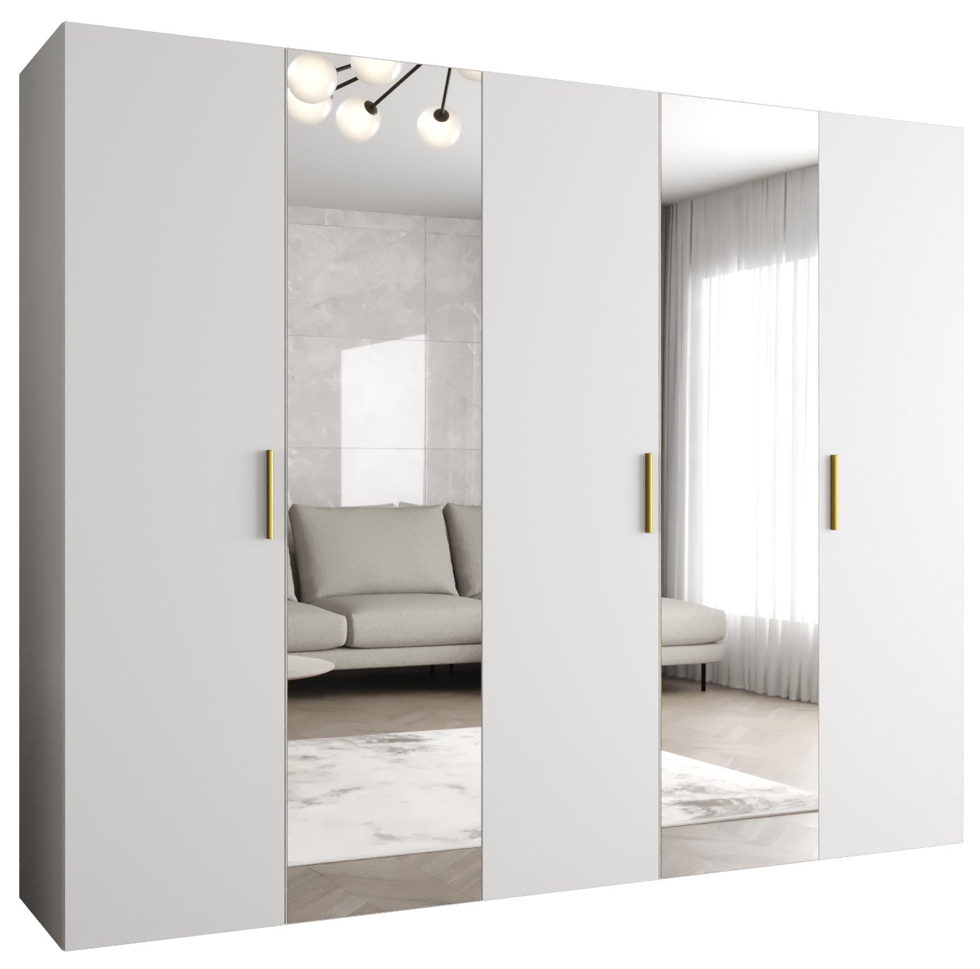 Szafa uchylna otwierana Bari 2 250 x 52 x 202 cm biały + u. złoty Abiks Meble