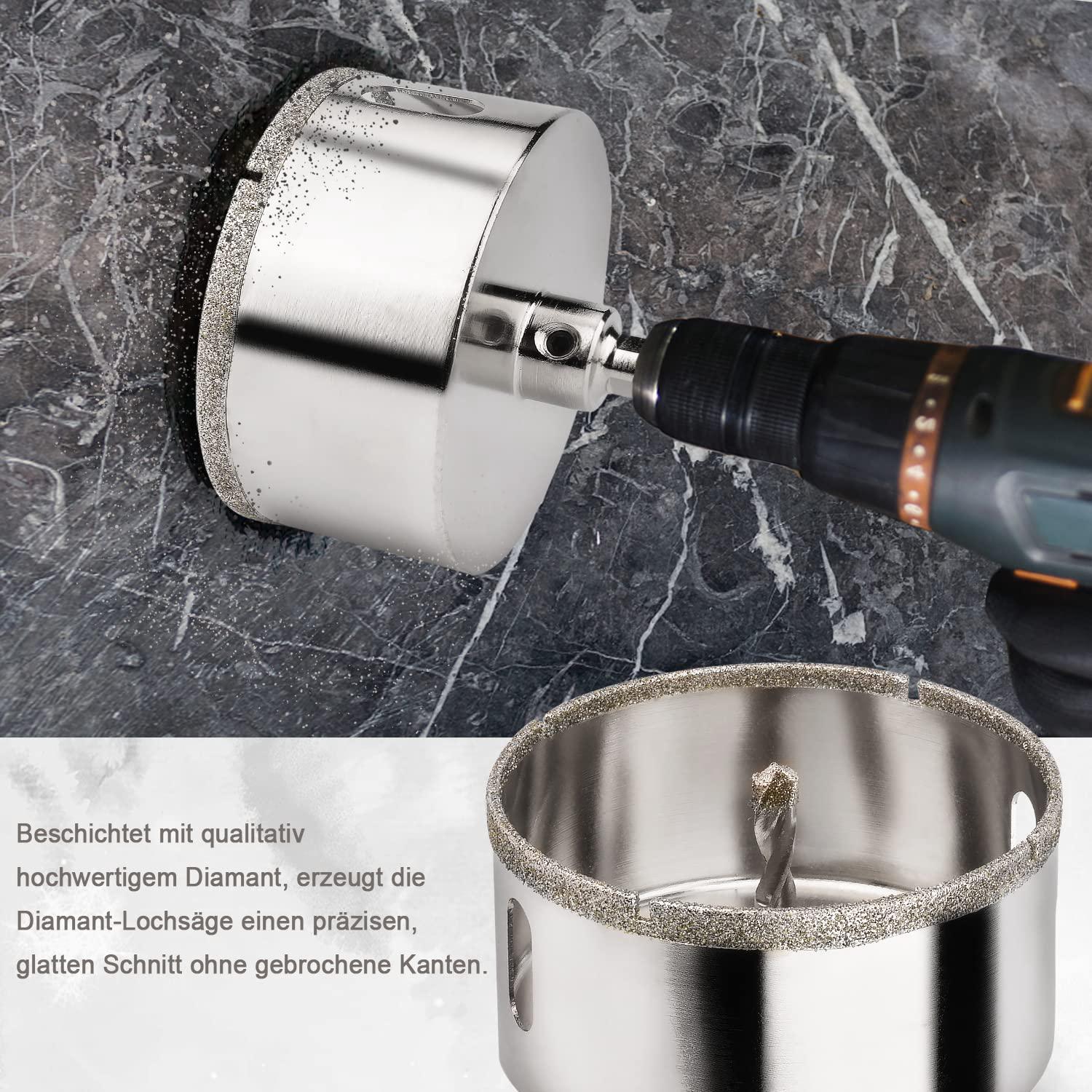 Scie cloche diamantée avec mèche pilote de centrage, diamantée, pour verre, carrelage, céramique, marbre (100 mm) - 3