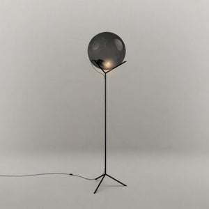 Lampe Sur Pied Marblechic – Design Moderne Verre Et Résine Noire Avec Rayures Blanches, Hauteur 150 Cm