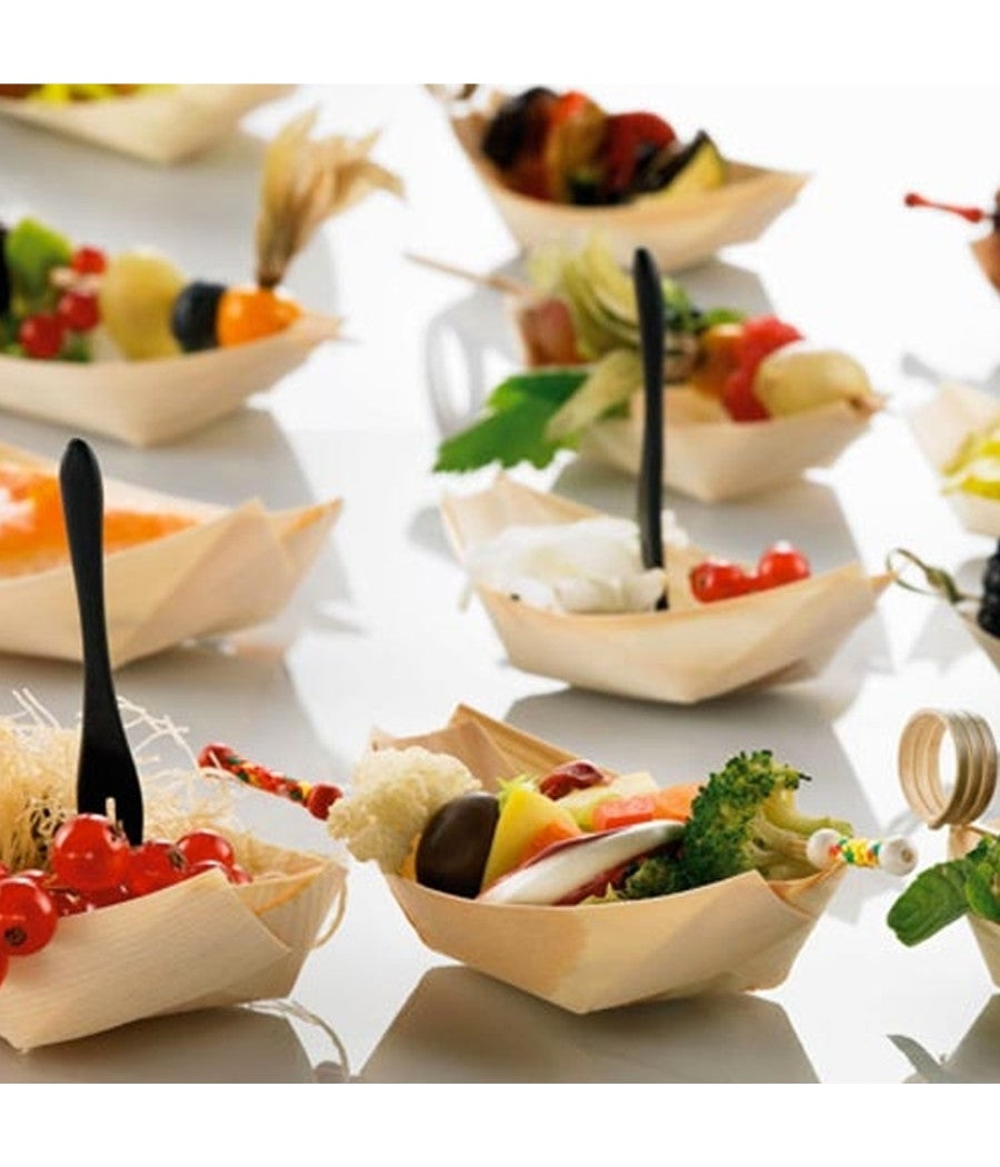 Trade Shop - Set 12 Barchette Finger Food In Fibra Di Pioppo Catering Aperitivo 12,5 X 7 Cm - - 2