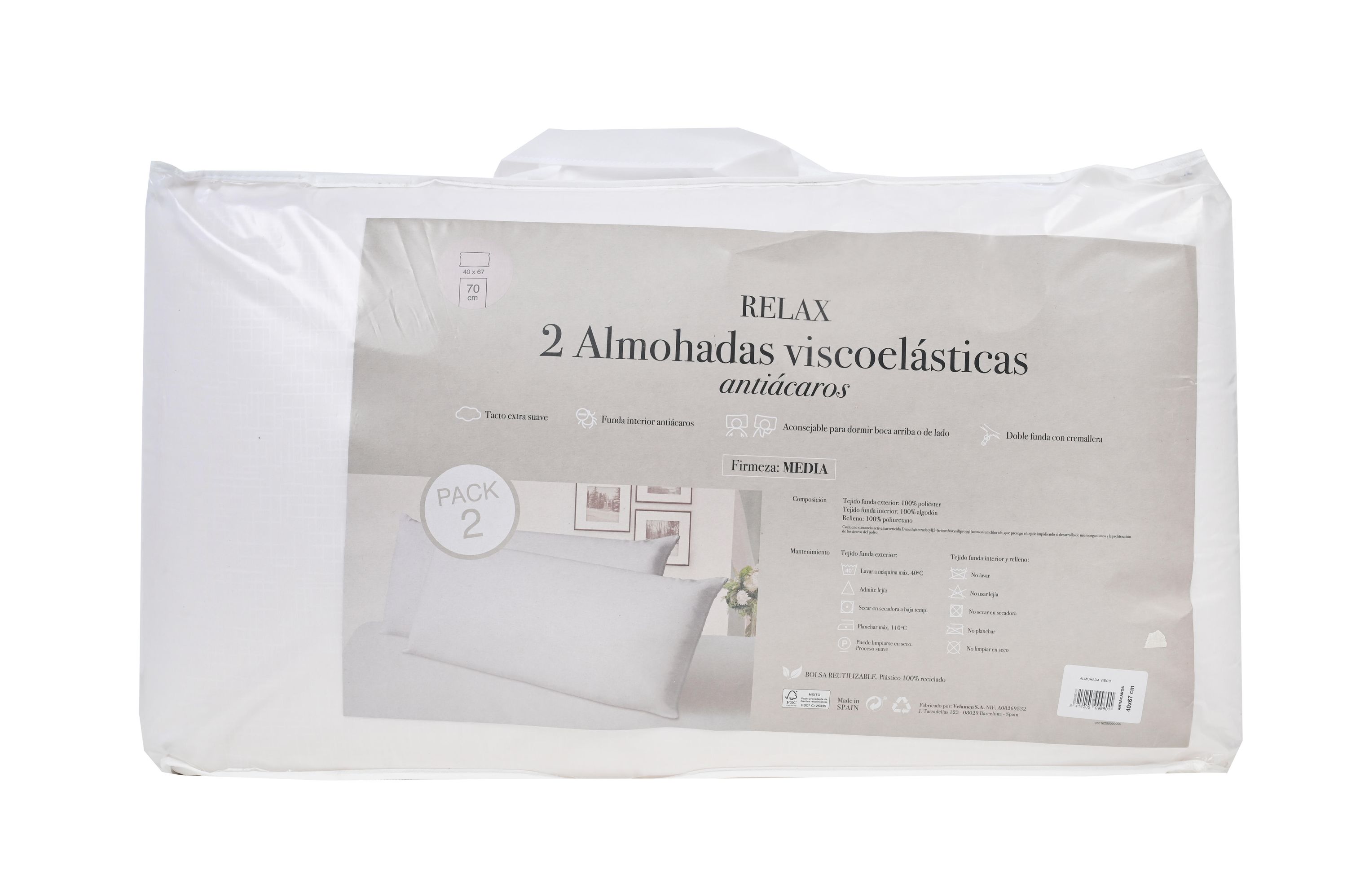 2 Almofadas Viscoelásticas de espuma de poliuretano 40 x 75 cm - 6