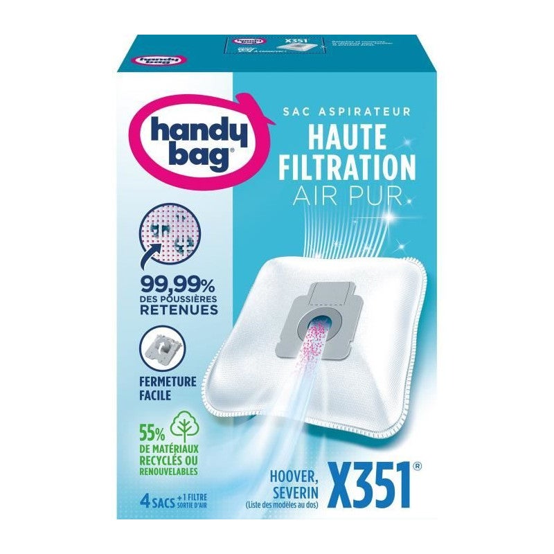 Melitta Handy Bag H41 - 4 Sacs Aspirateurs Compatible Hoover Avec Filtre Anti-Allergène Et Fermeture Dirtlock