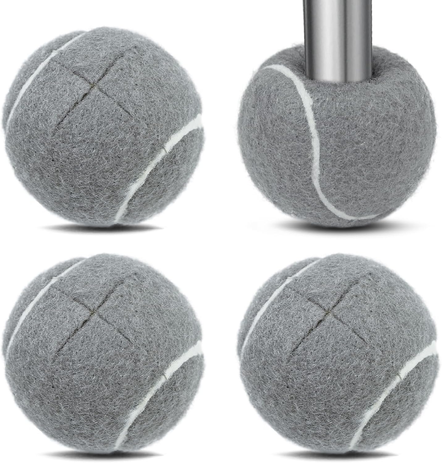 Lot De 4 Balles De Tennis Prédécoupées – Protège-pieds De Chaise En Caoutchouc Feutré – Anti-rayures Et Anti-bruit