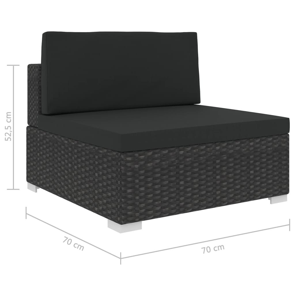 Maison Exclusive - Set Divani da Giardino 5 pz con Cuscini in Polyrattan Nero - 9