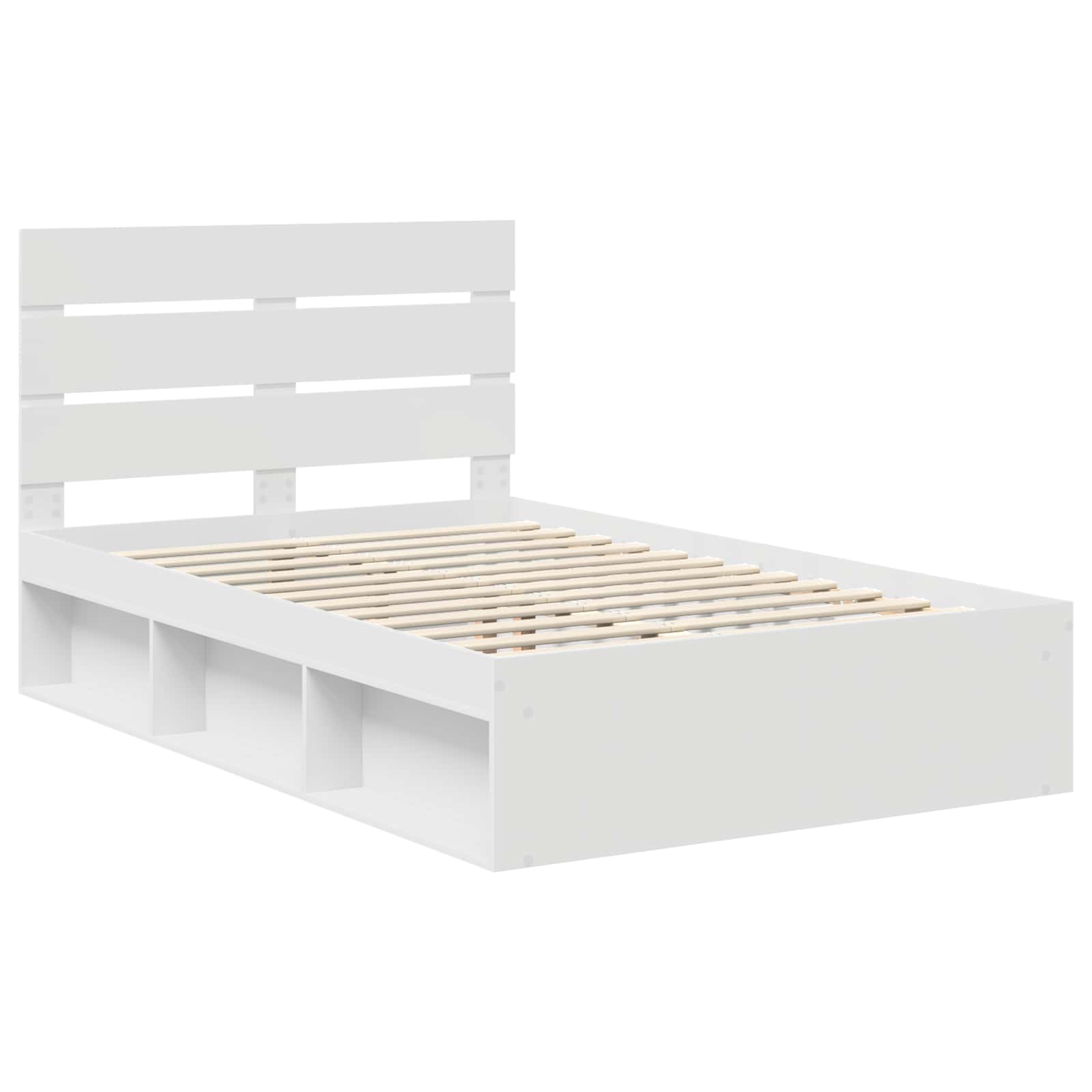 Cadre de lit blanc 120 x 190 cm bois de pin massif - 4