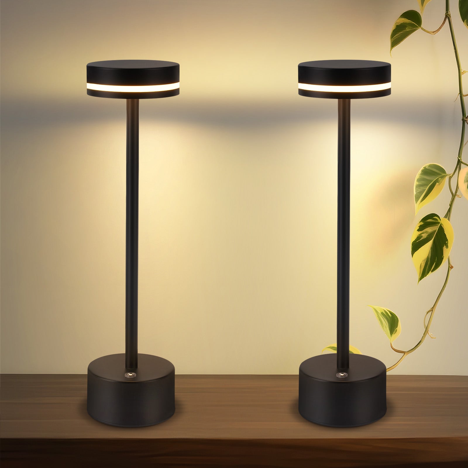 ZMH Lampa stołowa LED Lampa nocna czarna - W.32cm (Zestaw 2 szt.)