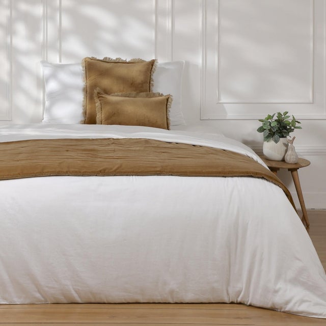 Edredon 90x200 velours de coton camel