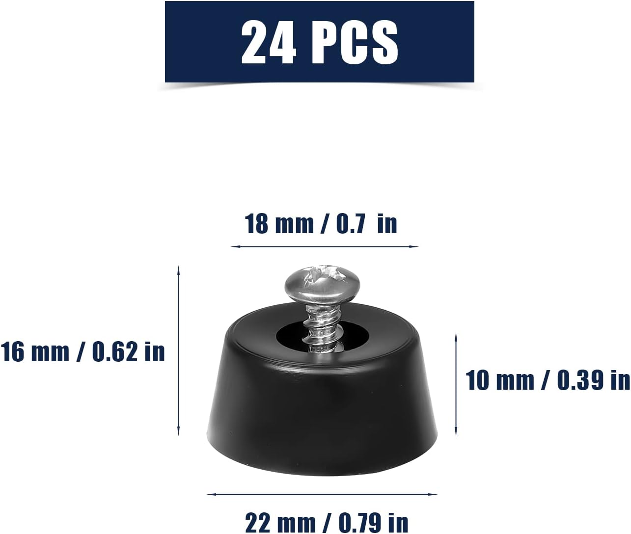 24 gumowe nóżki do mebli i urządzeń elektronicznych (czarne) - 2