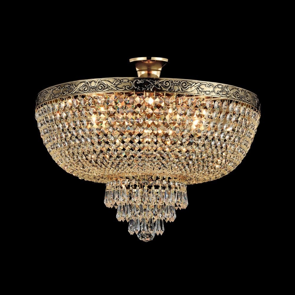 Lustre Suspension Palace en Cristal, Armature en Métal de Couleur Doré, Brillant Chic 6 Lumières, Luminaire pour Salon, Plafonnier - 3