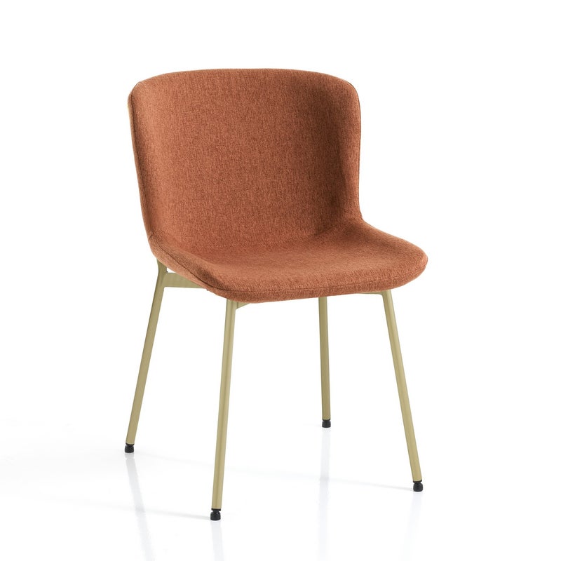 Zestaw 4 krzeseł Snug Red Gold w czerwonej tkaninie i złotym metalu, idealny do salonu lub jadalni, wys. 80 x szer. 50 x gł. 60 cm