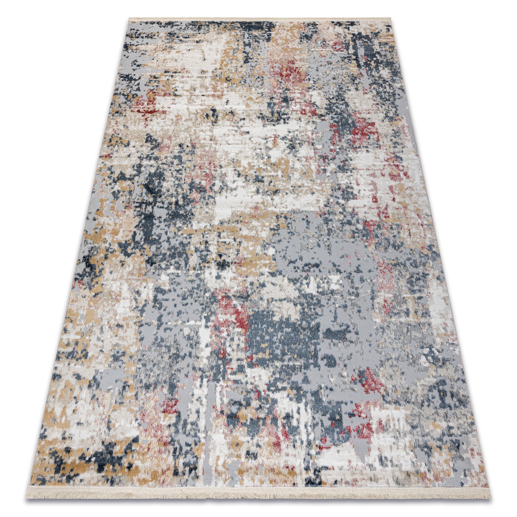 Dywan DISTIN 0123A różowy / pudrowy / biały nowoczesny - Abstrakcja, vintage, frędzle 80x150 cm