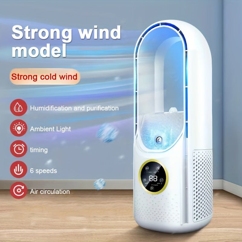 Ar Condicionado portátil USB com temporizador ajustável de 6 velocidades para casa e escritório, branco - 2