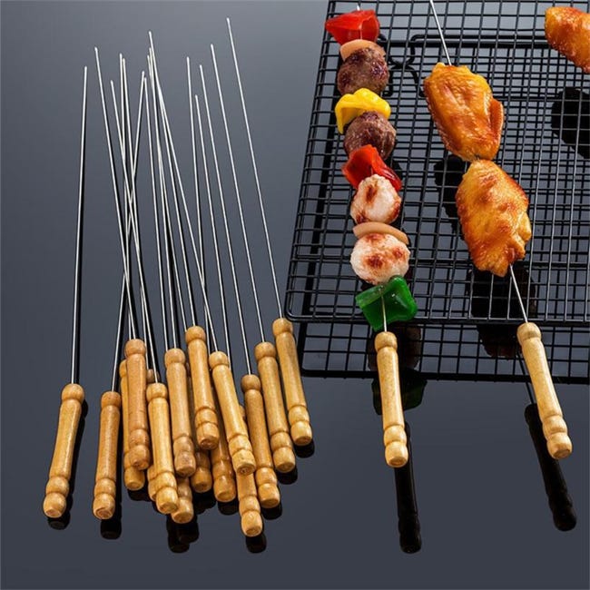 Set di 2 spiedini per barbecue in acciaio inossidabile con griglia per Set di 2 spiedini per barbecue in acciaio inossidabile con griglia per