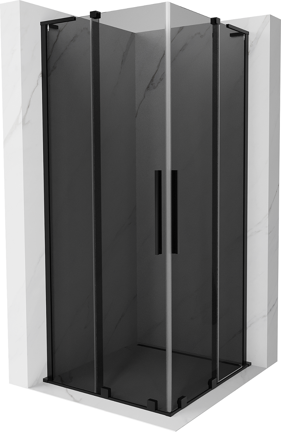 Mexen Velar L Duo kabina prysznicowa rozsuwana 90 x 90 cm, grafit, czarna - 871-090-090-02-43-70