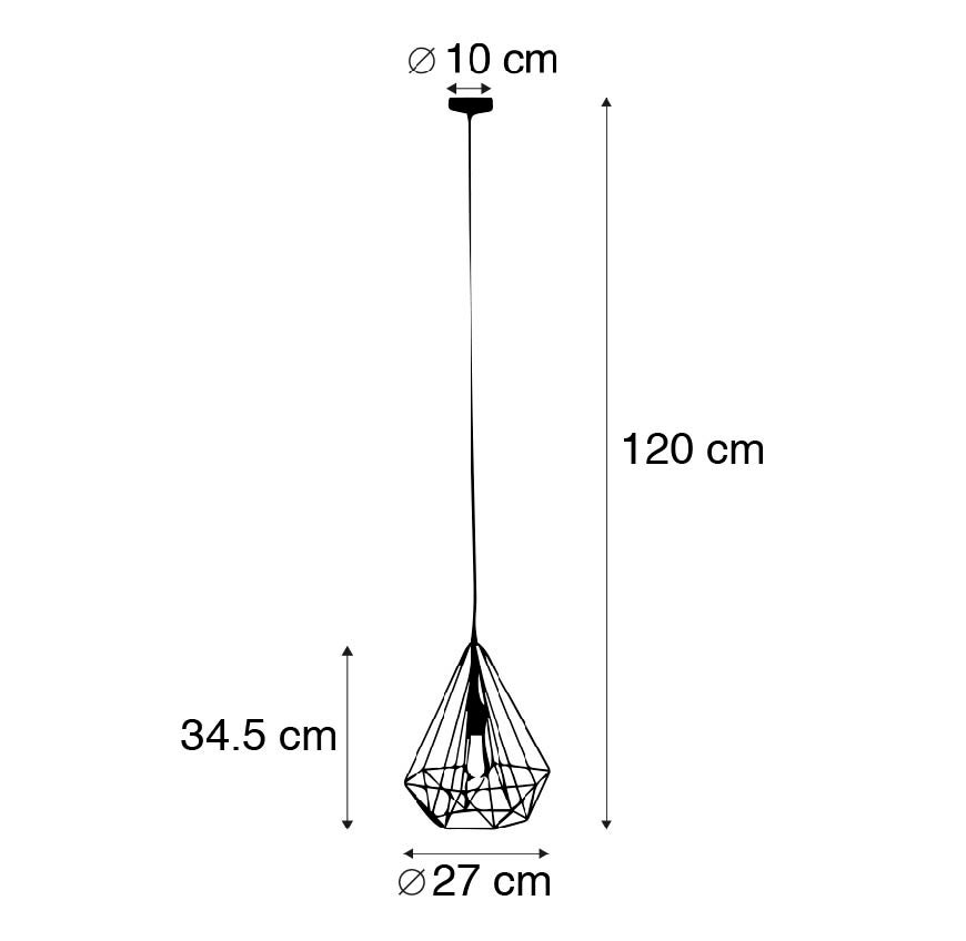 Qazqa moderne lampe suspendue - Carcass - doré/laiton, rond, max. 40w, e27, 30cm, idéal pour la salle à manger et le salon - 9