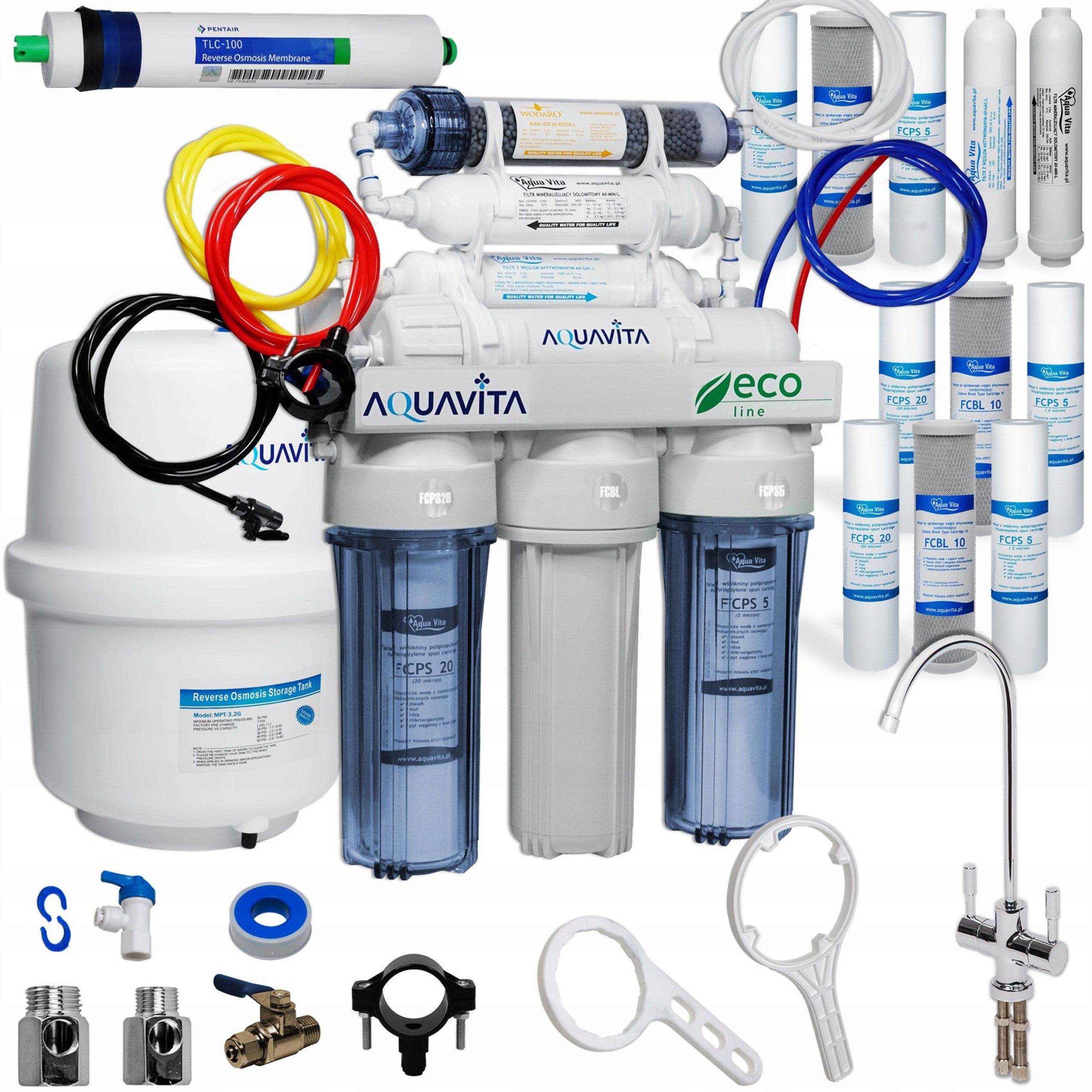 Filtre à Eau Ecosoft Standard PRO 3 étapes - Osmose Inverse, élimine Chlore Et Calcaire, Débit 1L/min | Installation Facile Sous évier