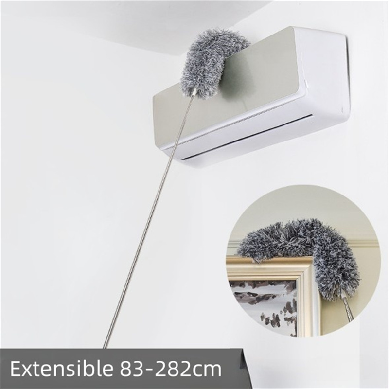 Plumeau télescopique 2,8 m – Nettoyage efficace plafond, rideaux, coins, tête lavable et amovible, manche ergonomique gris - 6
