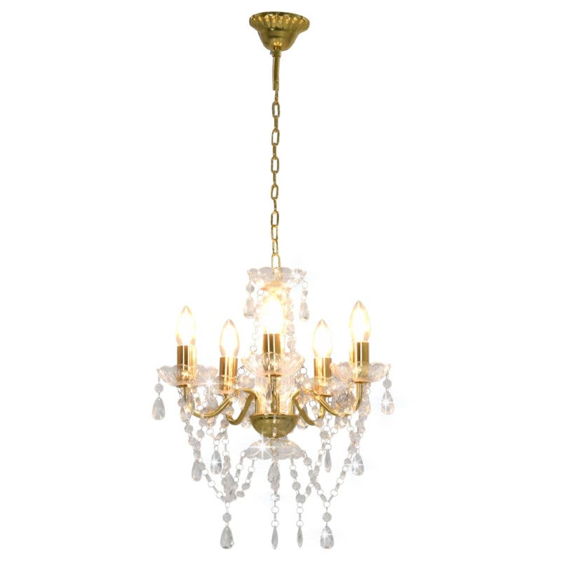 Lustre avec perles de cristal Doré Rond 5 x E14 - 2