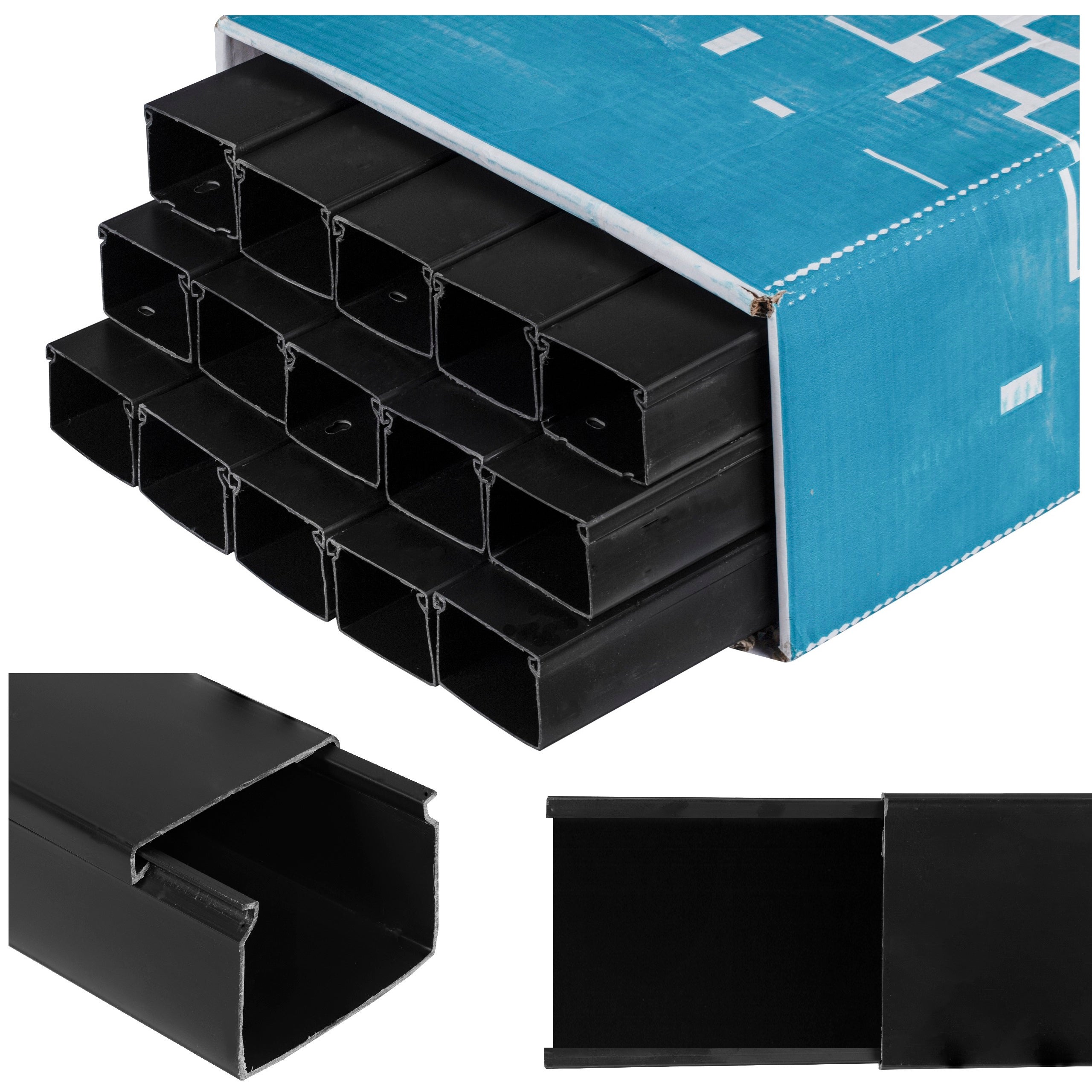 LISTWA KANAŁ KABLOWY BKK 60x40mm 48m (24szt) KORYTKO KORYTO CZARNA NEKU