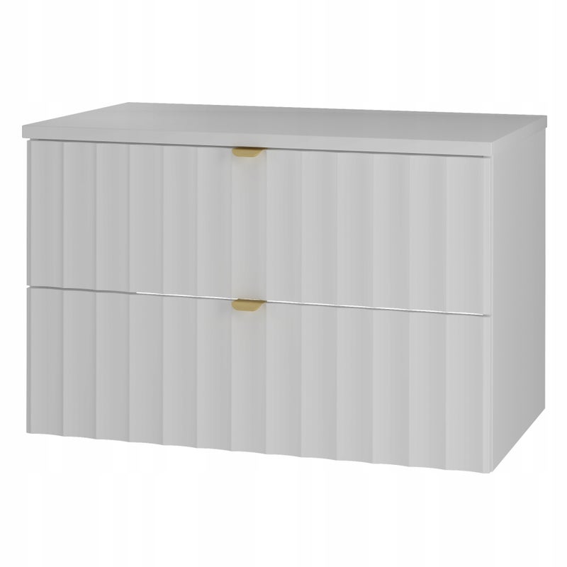 Szafka łazienkowa ARCOS 80 cm biała ryflowana z blatem wisząca