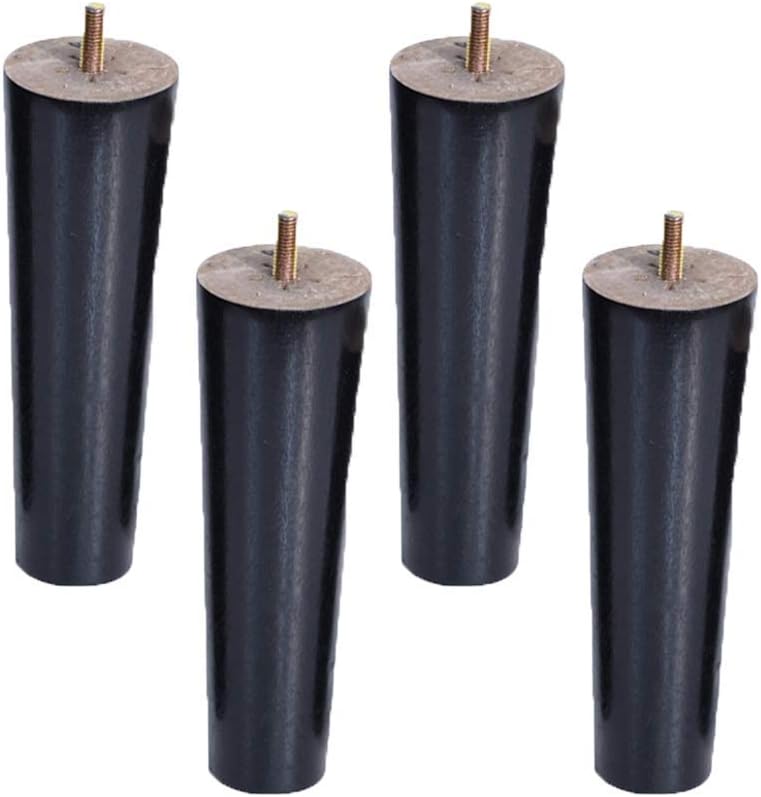 Picioare de mobilă din lemn masiv, set de 4, conice, filet M6. Pentru canapele extensibile, scaune și mese. Robuste și stabile. Negre. 4buc
