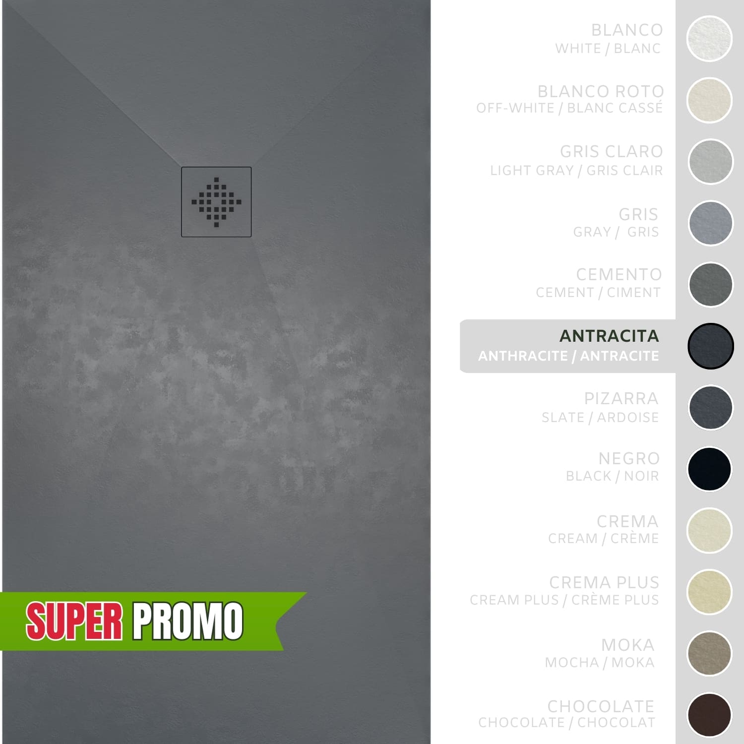 Piatto Doccia Mineral Marmo Resina Bianco Opaco h3,5cm P80-90