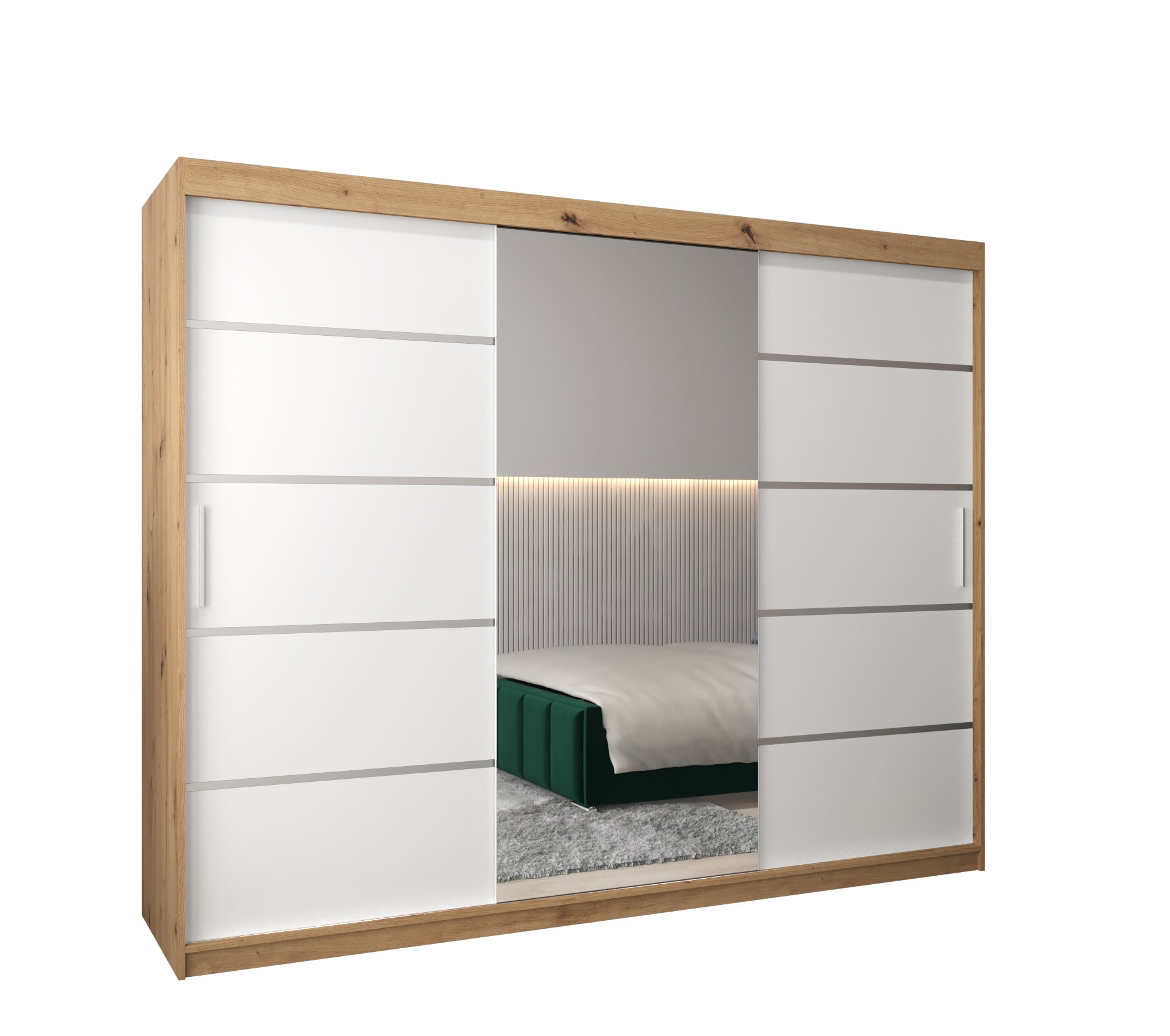 Szafa przesuwna garderoba Verona 2 250 x 62 x 200 cm Artisan + Biały - Abiks Meble