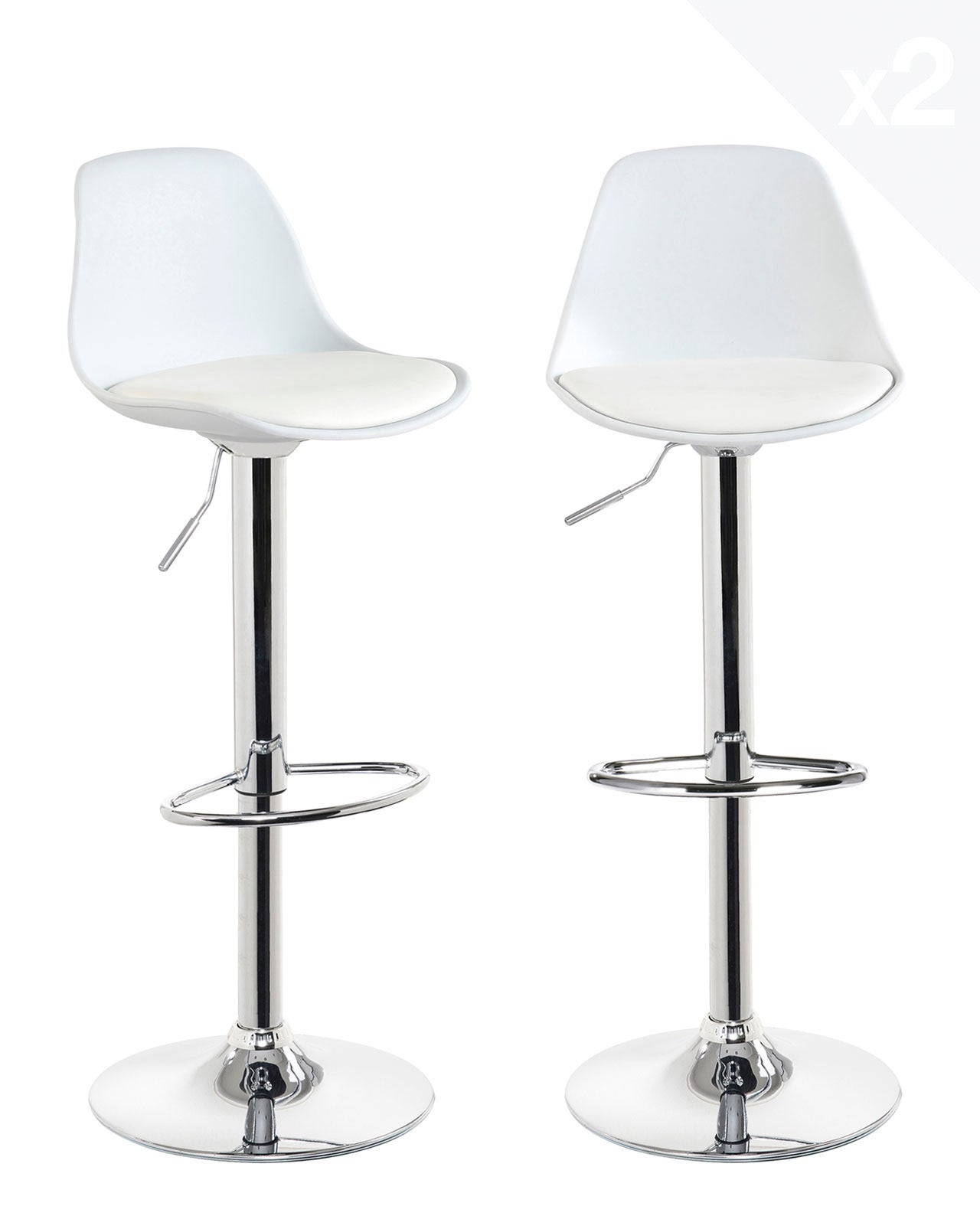 Juego De 2 Taburetes De Bar Tapizados De Poliuretano Con Rib | Cuotas