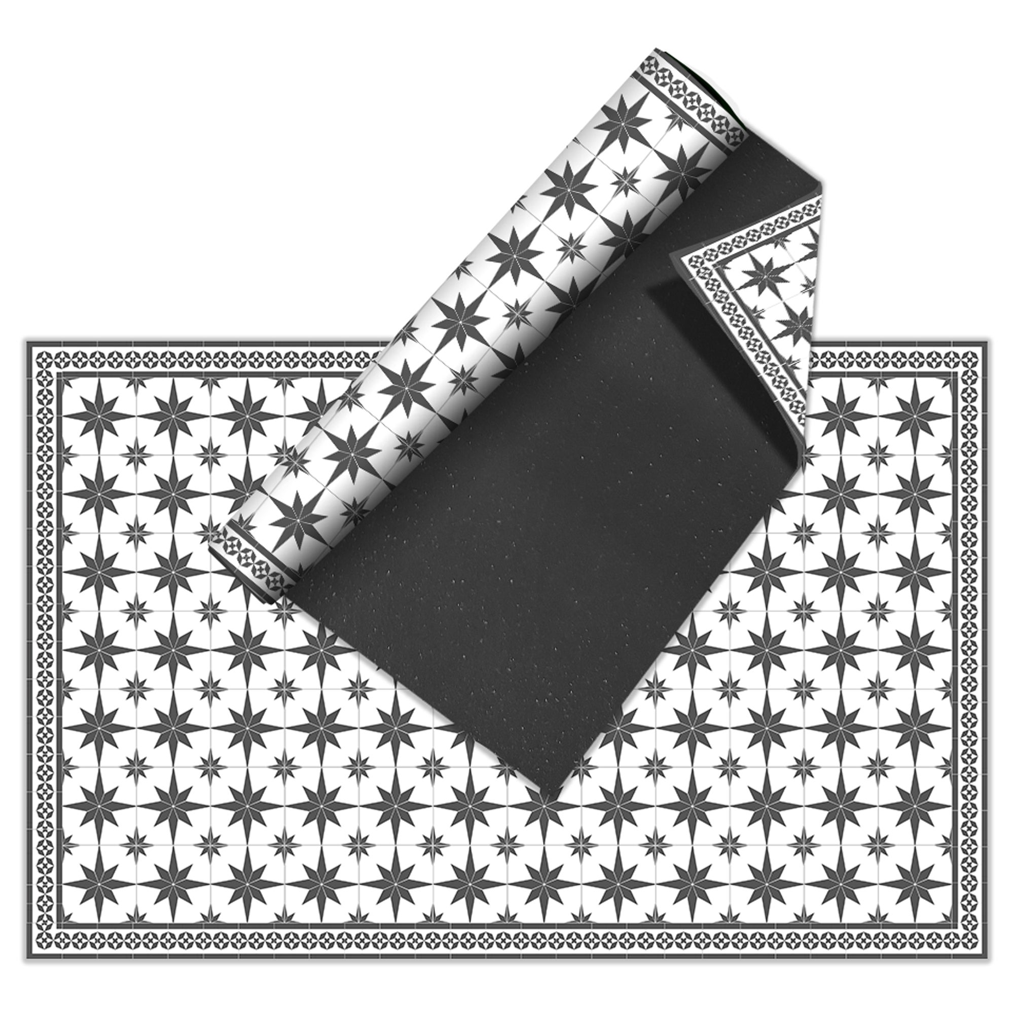 Tapis PVC intérieur/extérieur Étoiles 200x300 cm - PVC imprimé, lavable, ignifuge, pour le salon ou la cuisine, style hydraulique - 3