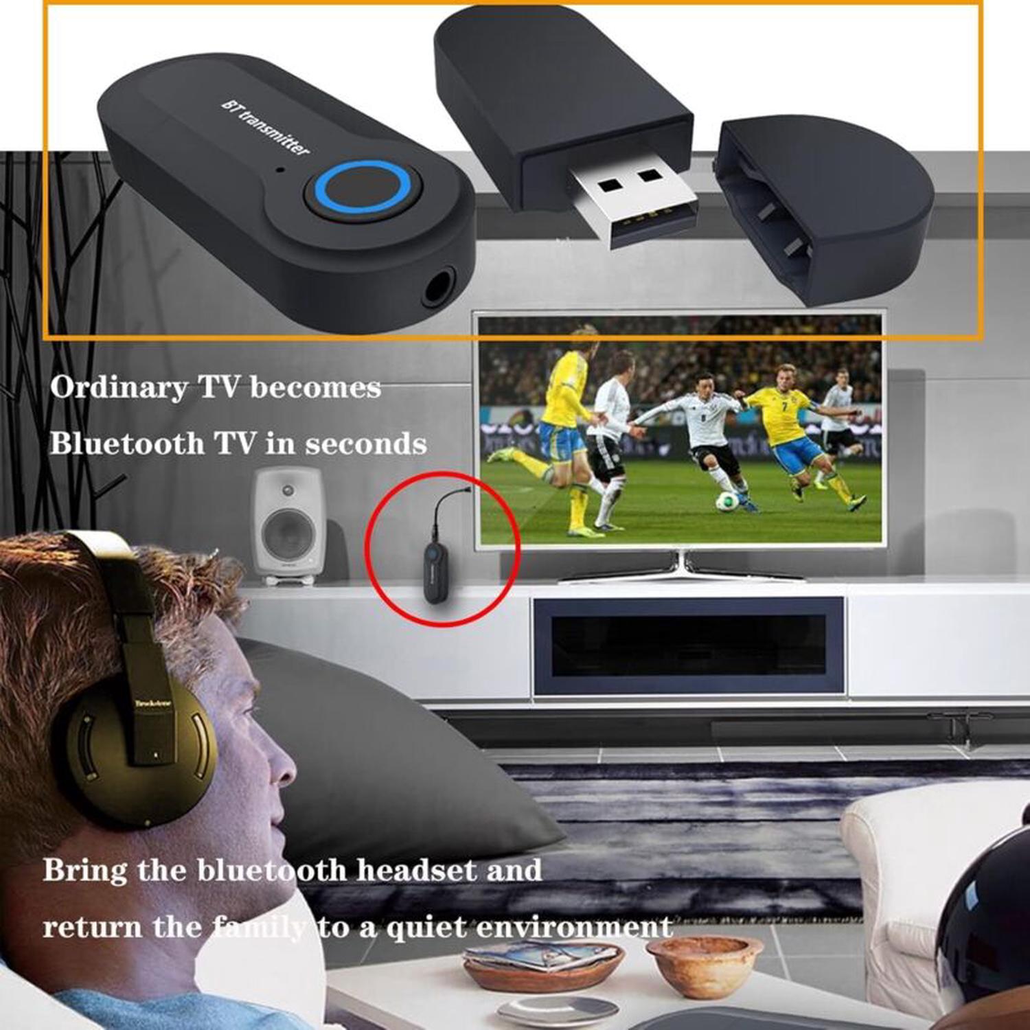 Transmetteur Bluetooth,2-en-1 sans Fil Adaptateur avec Câble Audio Numérique 3.5mm, pour TV, PC, Système Stéréo de Voiture/Maiso/Tablette/Mp3/Mp4 - 3
