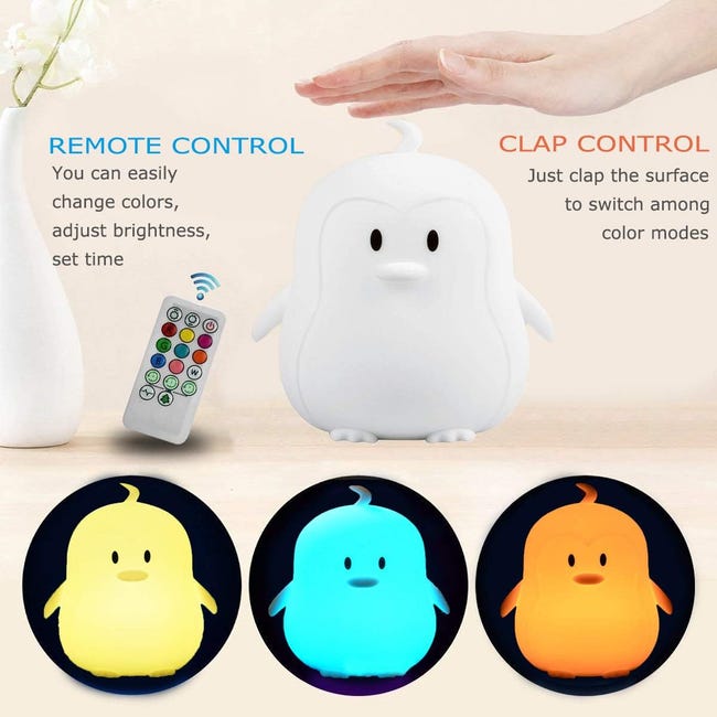 Luce notturna a forma di pinguino per bambini, lampada da comodino con telecomando, 9 colori, perfetta per camera da letto, bagno o esterni | Leroy Merlin Luce notturna a forma di pinguino per bambini, lampada da comodino con telecomando, 9 colori, perfetta per camera da letto, bagno o esterni | Leroy Merlin