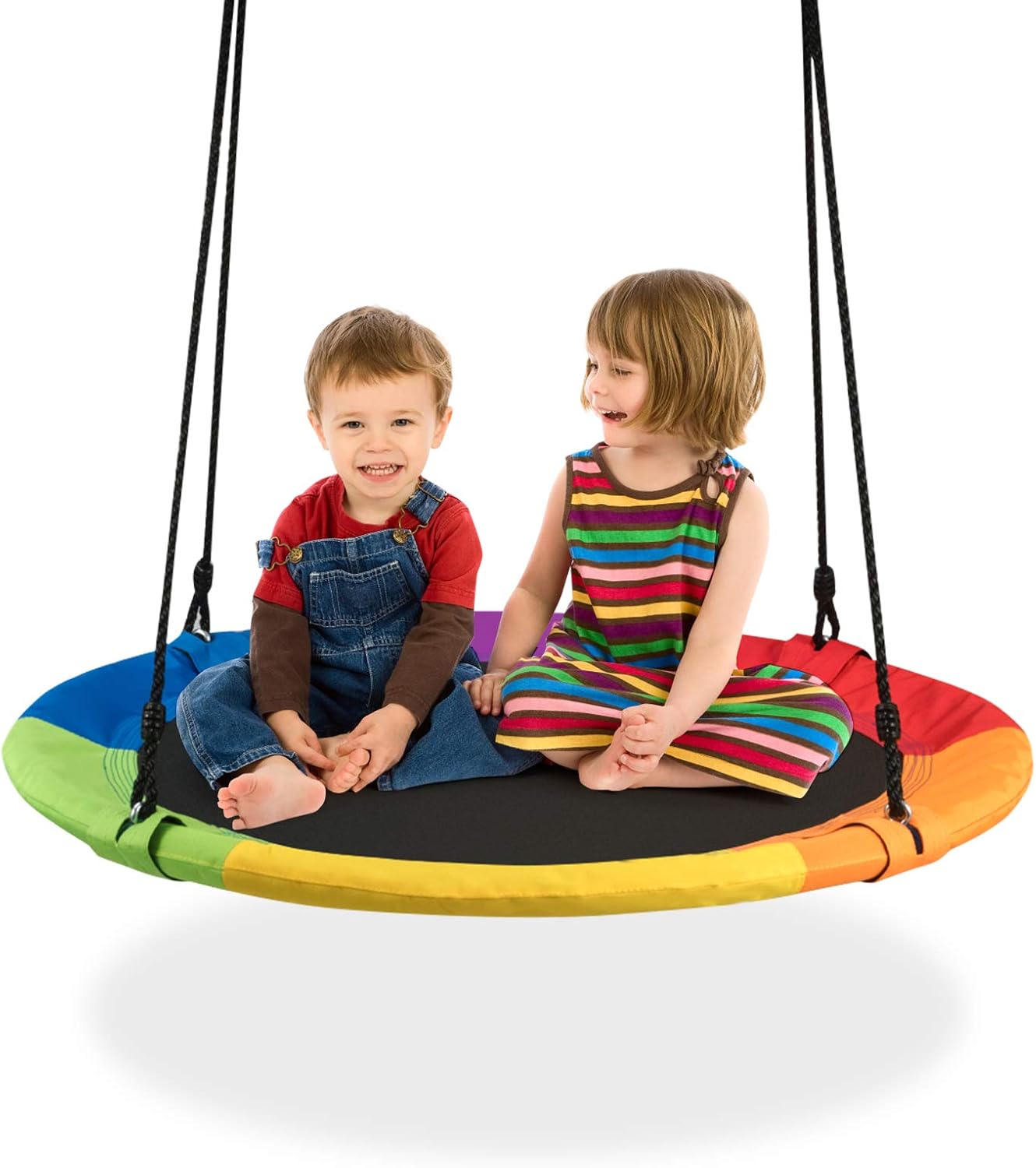 Huśtawka Ptaszka Okrągła 100 cm do Zawieszenia, Duża Huśtawka Okrągła z Regulowaną Wysokością od 100 do 160 cm