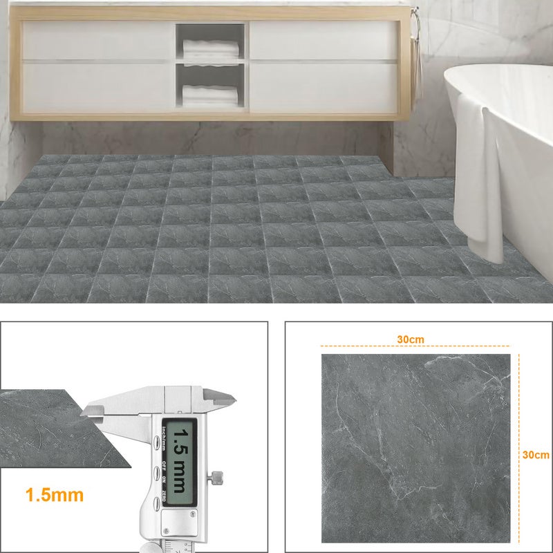 VEELIKE Pavimento PVC Adesivo Effetto Marmo Nero Piastrelle - Foto 3