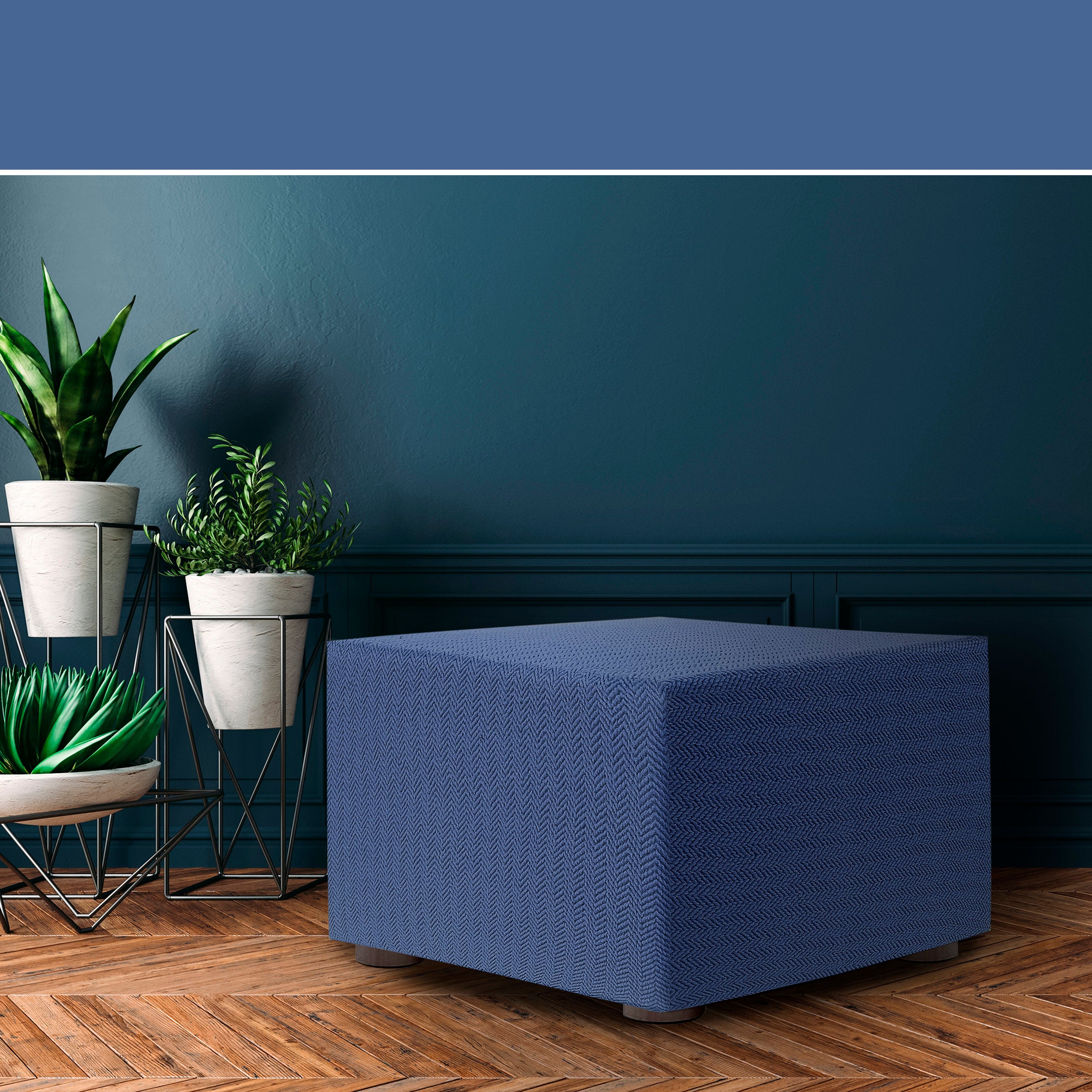 Copertura del pouf Jaz. Colore blu 60 - 100 cm - 3