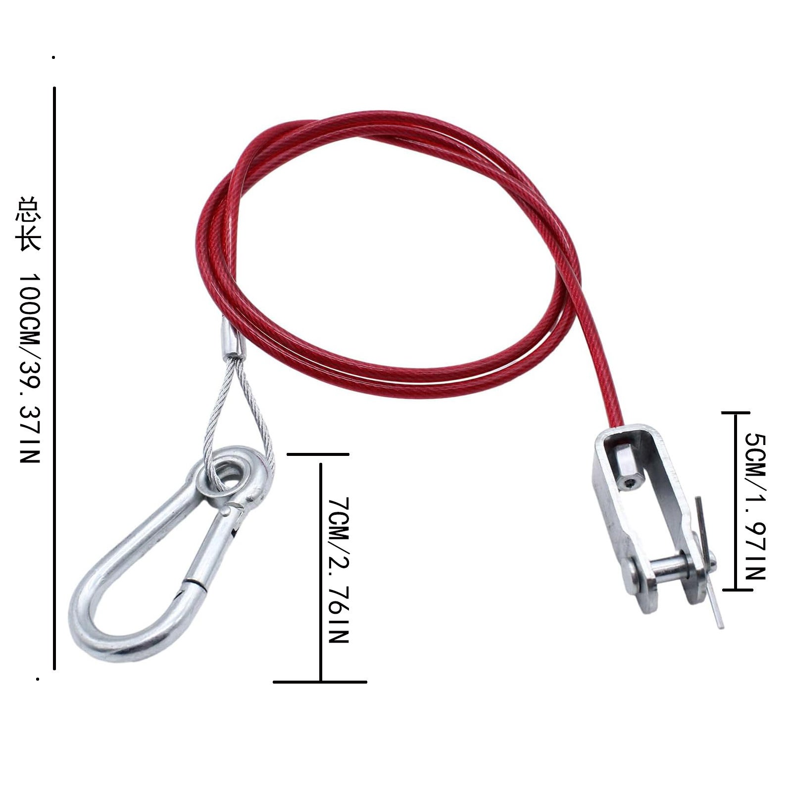Cavi Di Sicurezza Per Rimorchi Cavo Di Sicurezza Breakaway Per Rimorchi - 2 Pezzi Da 1 Metro, Rosso, Per Roulotte E Rimorchi Frenati 2 Pezzi Con Moschettone