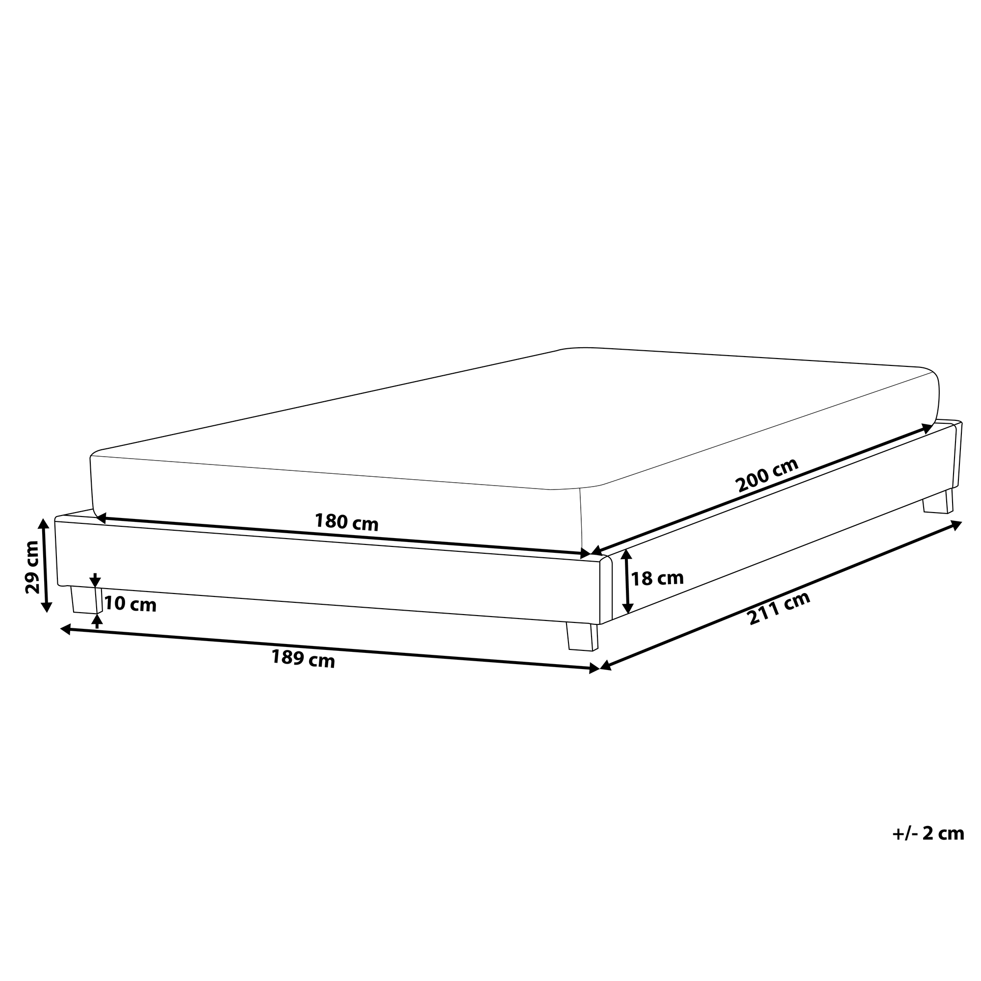 Letto senza testata Tessuto ROANNE 180 x 200 cm Beige - 3